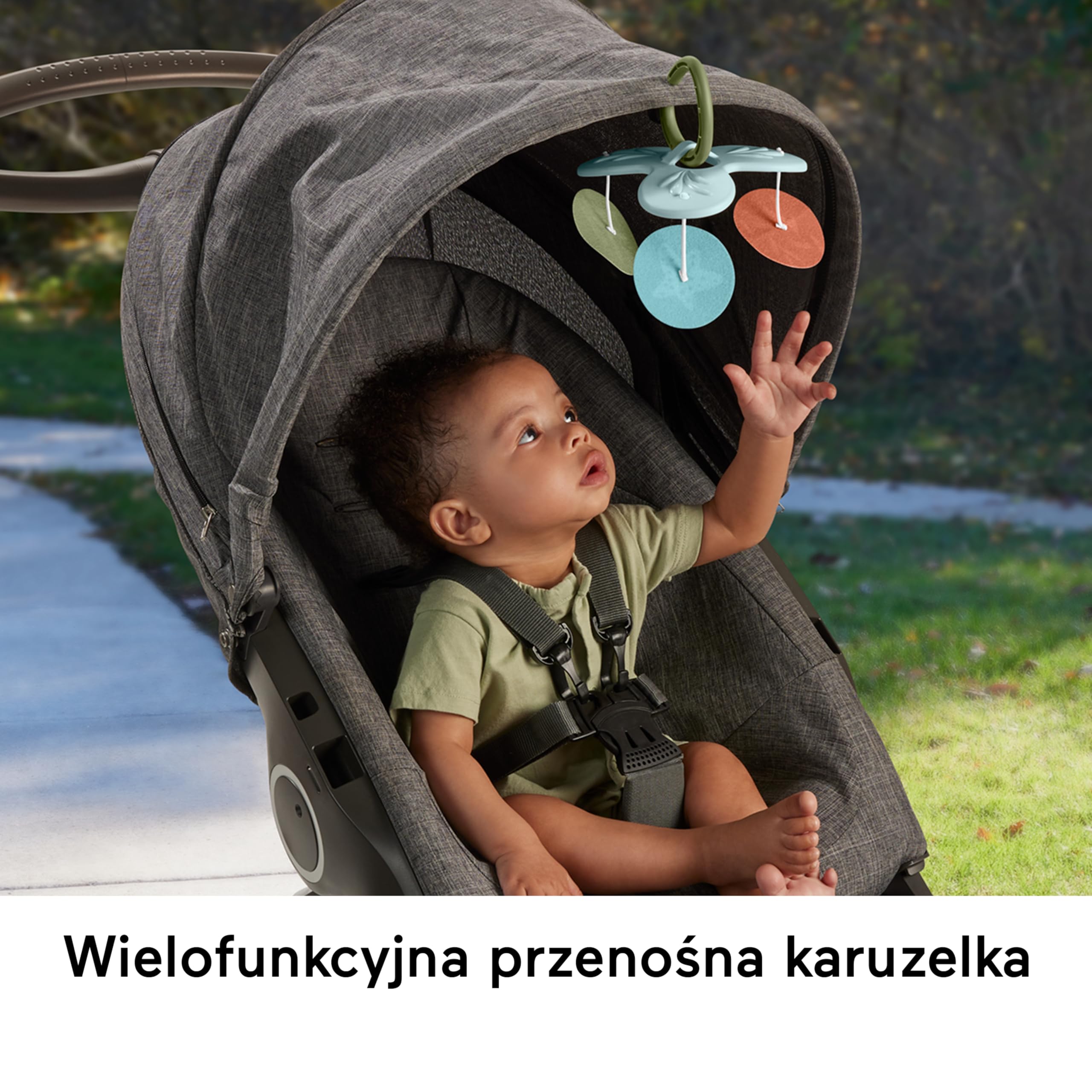 Fisher-Price Edukacyjna mata sensoryczna dla noworodków i niemowląt „Rozwój zmysłów”, karuzelka i aktywizujące zabawki sensoryczne, zabawa rozwojowa dla dzieci od narodzin, JMN74