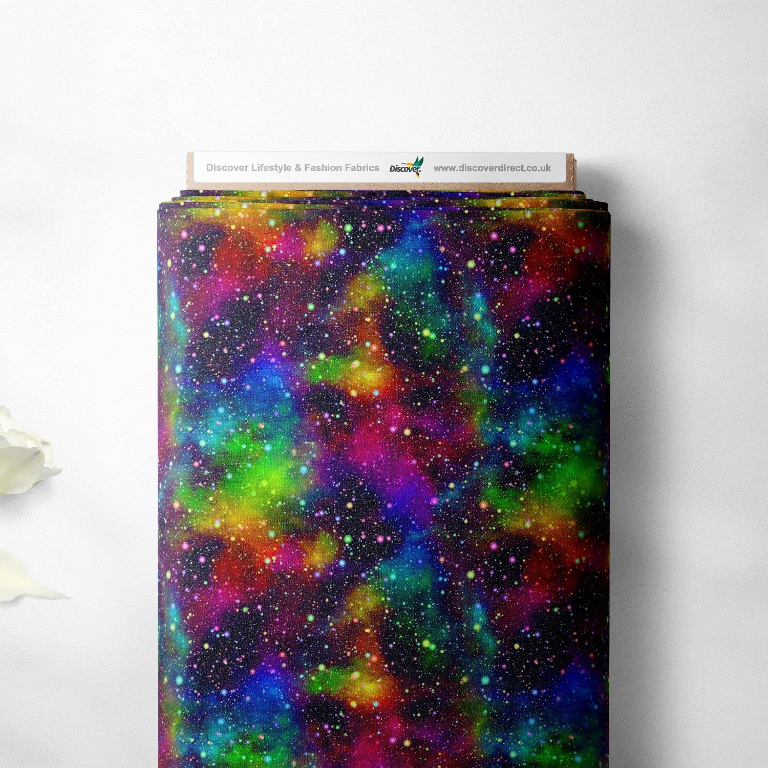 Discover Lifestyle & Fashion Fabrics Rainbow 100% Cotton Space Galaxy Orbit Design Children Kids Craft Dress Quality Sewing Fabric Material | 55" - 140 Cm Wide (Per Half Metre, )