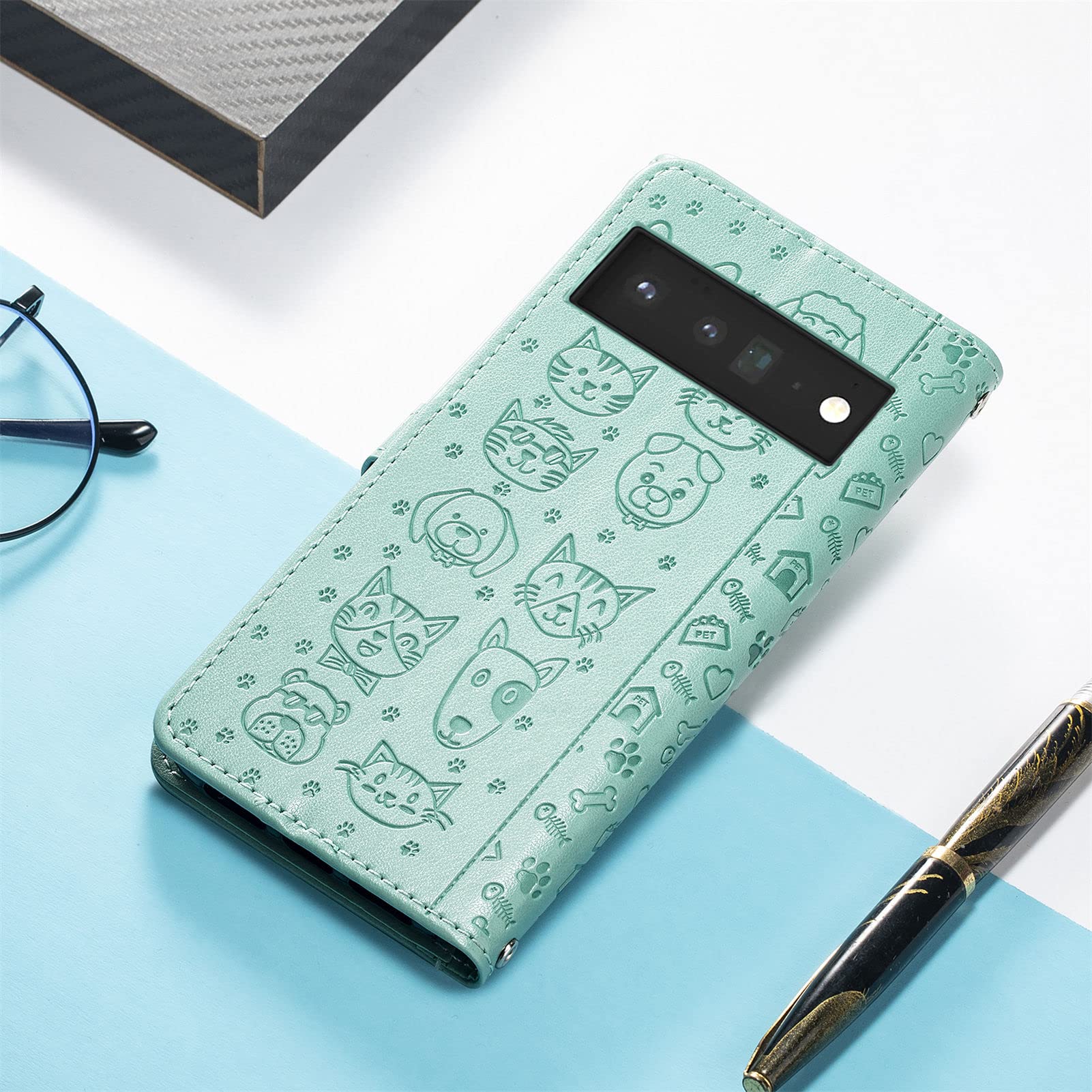 Cover Compatibile con Google Pixel 6 Pro Custodia Pelle Portafoglio a Libro Colorato Puro Slot per Schede Magnetica Flip Retro Design Cover per Google Pixel 6 Pro - Marrone