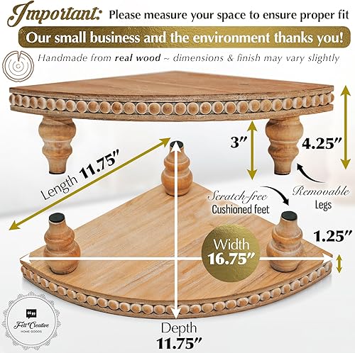 Miniatura 2 de Soporte de esquina de granja con patas extraíbles  Organizador de encimera de baño, bandeja decorativa elevadora, bandeja de madera con cuentas,