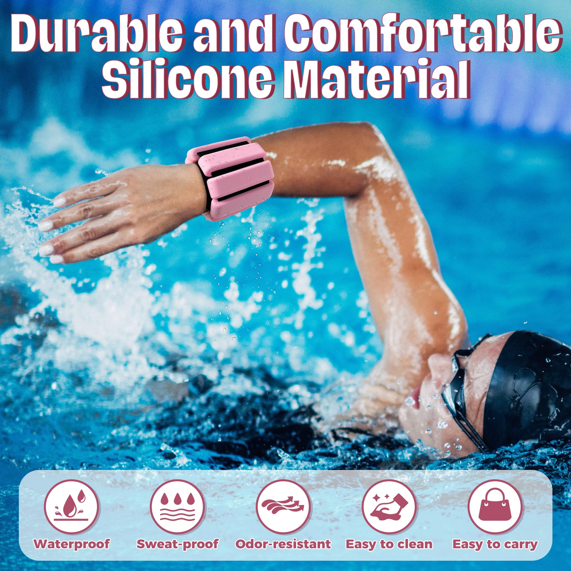 Pesi Da Polso Regolabili In Silicone - Set Di 2 Da 0,5 Kg L'uno - Per Yoga, Fitness, Corsa E Allenamento - Foto 8