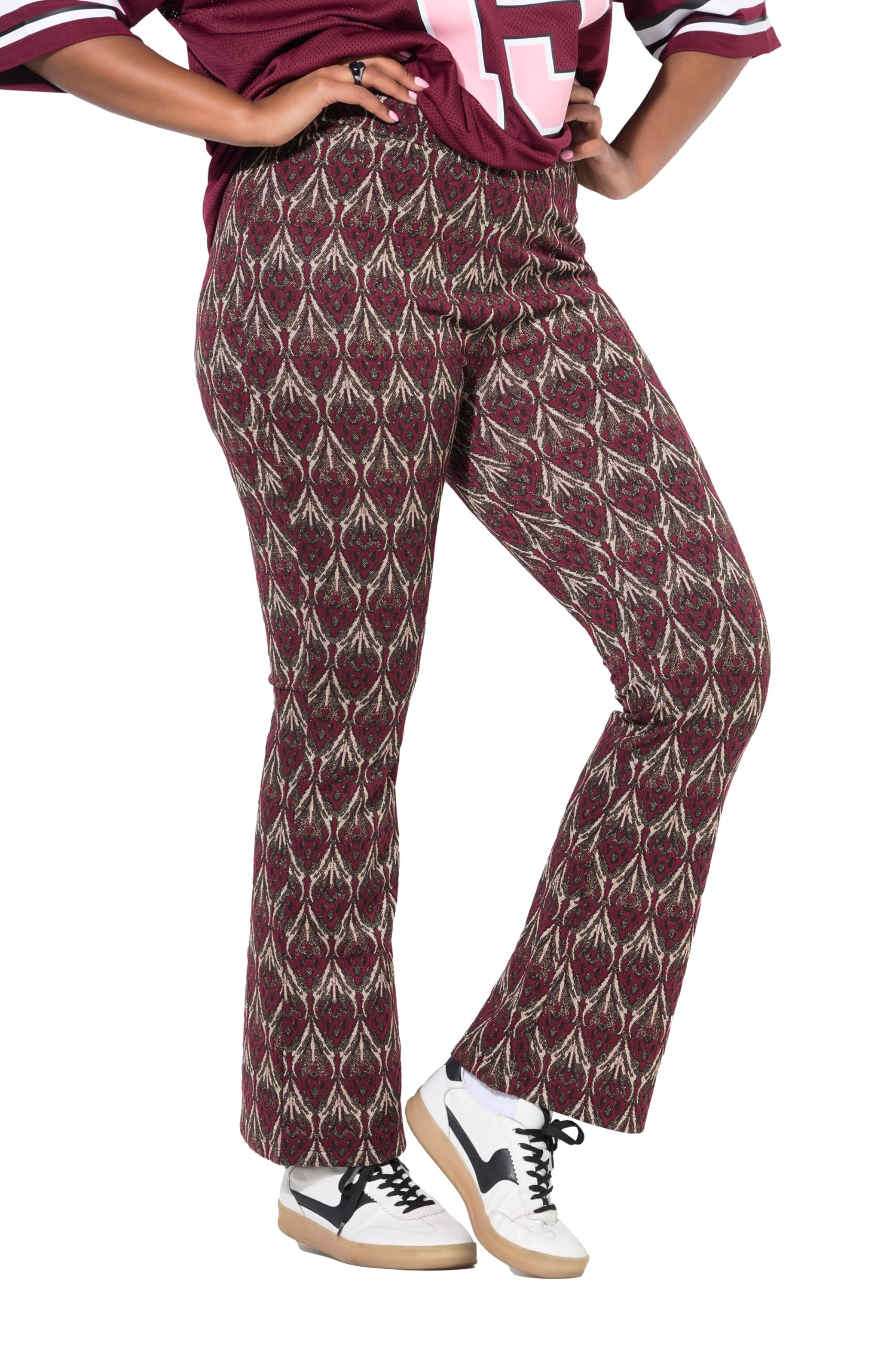 Studio Untold Damen große Größen Übergrößen Plus Size Schlaghose, Flared Legs, Jacquardmuster, Glitzer 842441