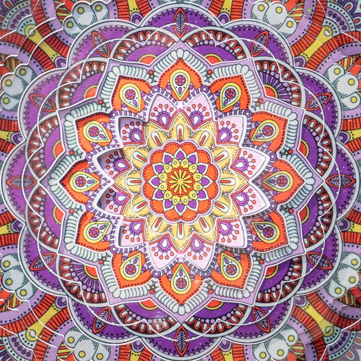 CIM Dzwonki wietrzne ze stali nierdzewnej – mandala kaszmir – Ø 200 mm – lekko obracający się samochód wiatrowy o żywych kolorach i delikatnych wzorach – łącznie z zawieszeniem – atrakcyjna dekoracja pomieszczenia, okna i ogrodu