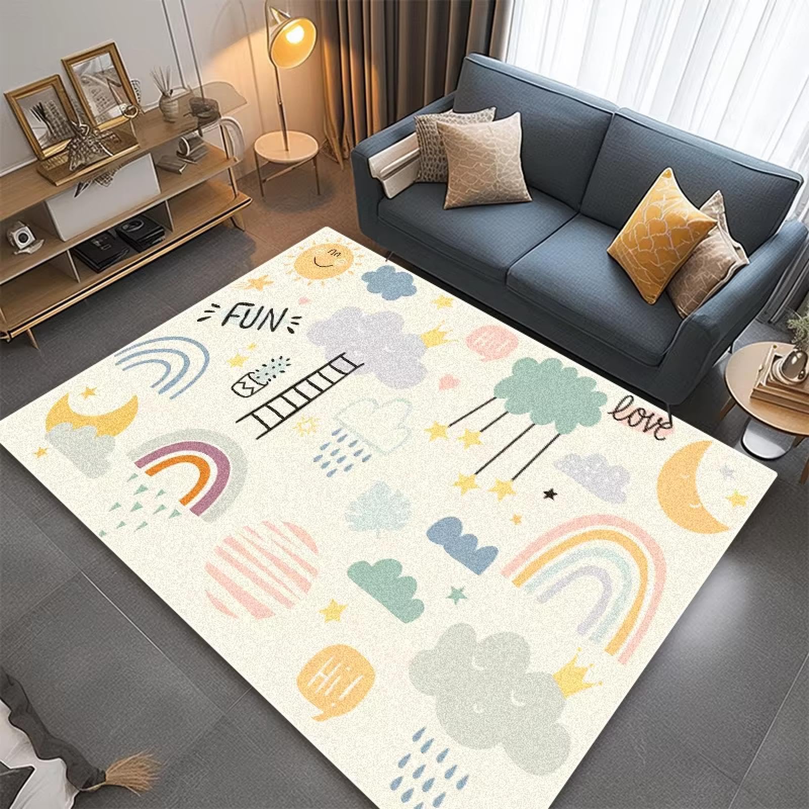 Tapis salle a manger doux 80x120cm pour éviter les chutes de bébé