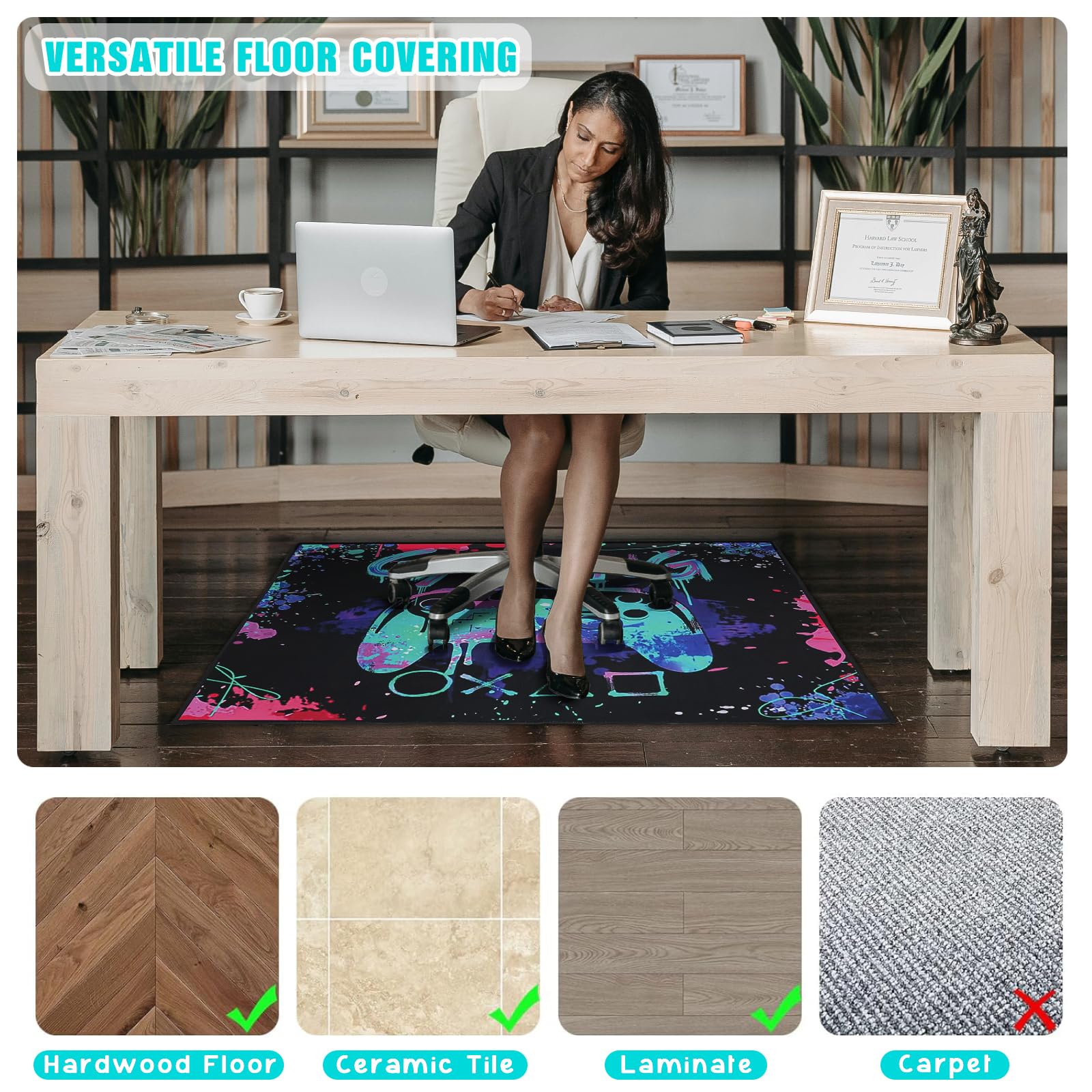 Rug For Under Desk Office Chair Mat For Hardwood Floor 48