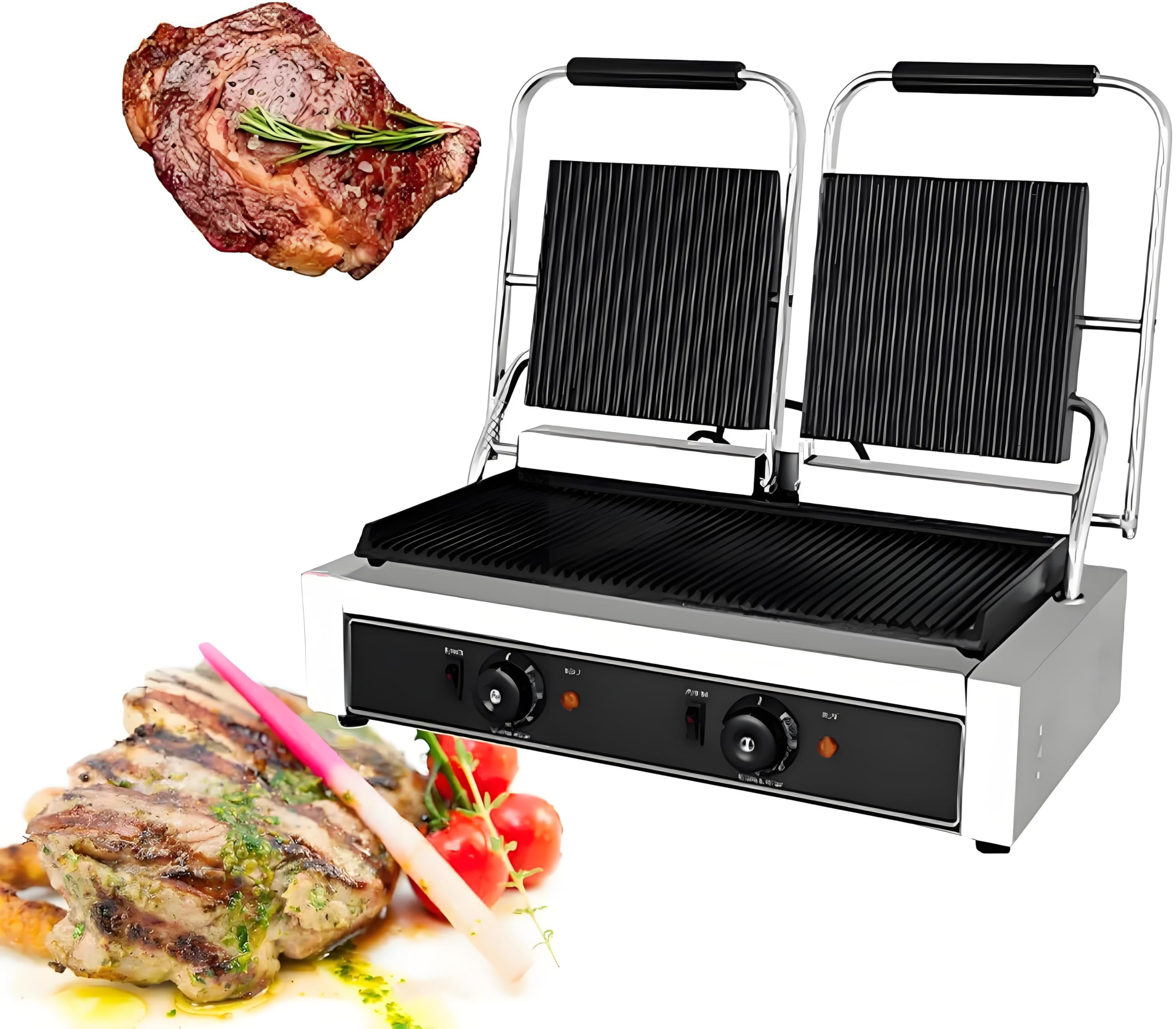 Elektryczny grill do kanapek, wielofunkcyjny toster do kanapek, profesjonalny opiekacz do kanapek z płytkami pokrytymi powłoką zapobiegającą przywieraniu, regulowana temp,