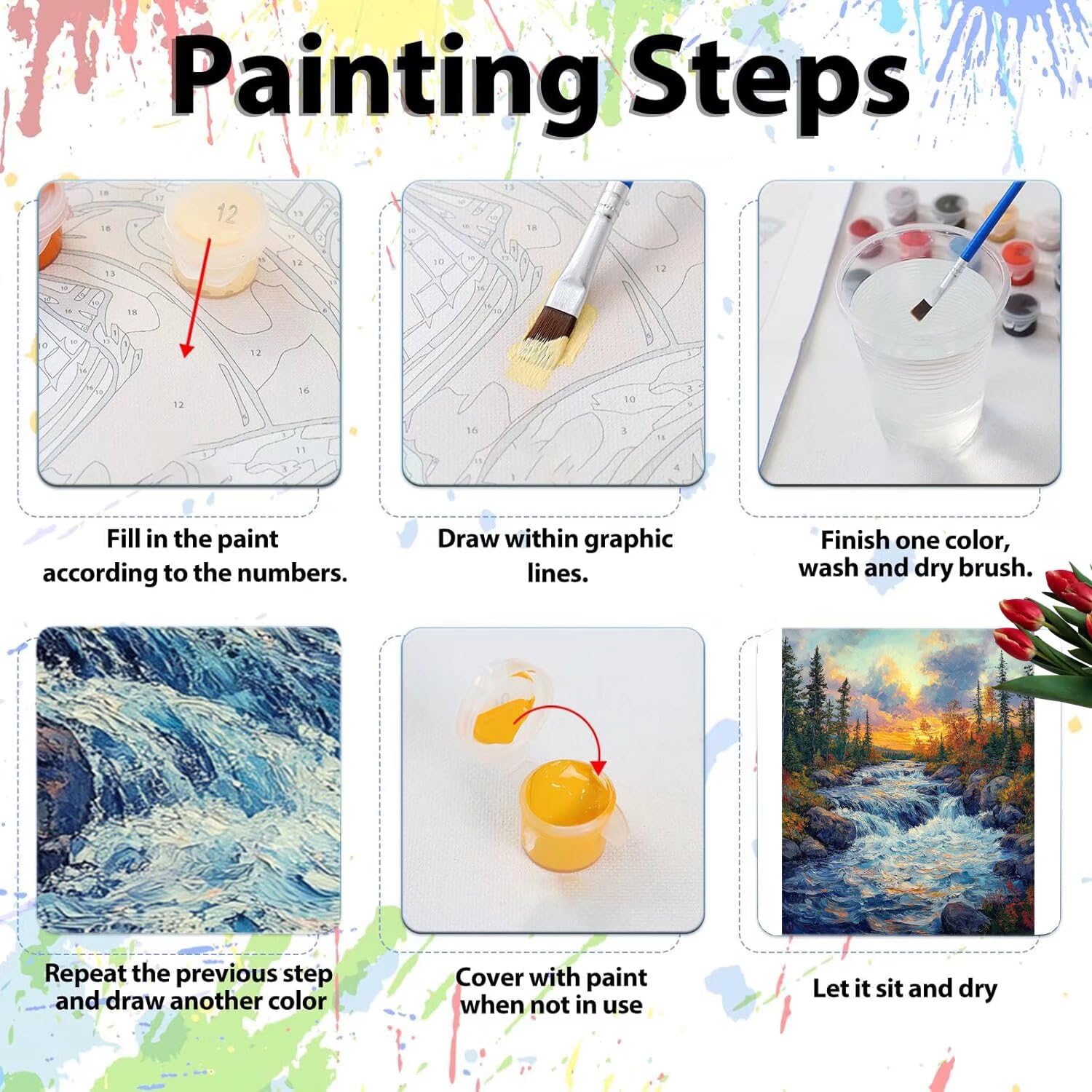 Pintar por Numeros Adultos pintar por numeros niños manualidades niños 10 años, DIY Pintar por Números de Pincel y Pintura acrílica Decoraciones para el Hogar Manualidades, sin Marco 60x80cm C-18