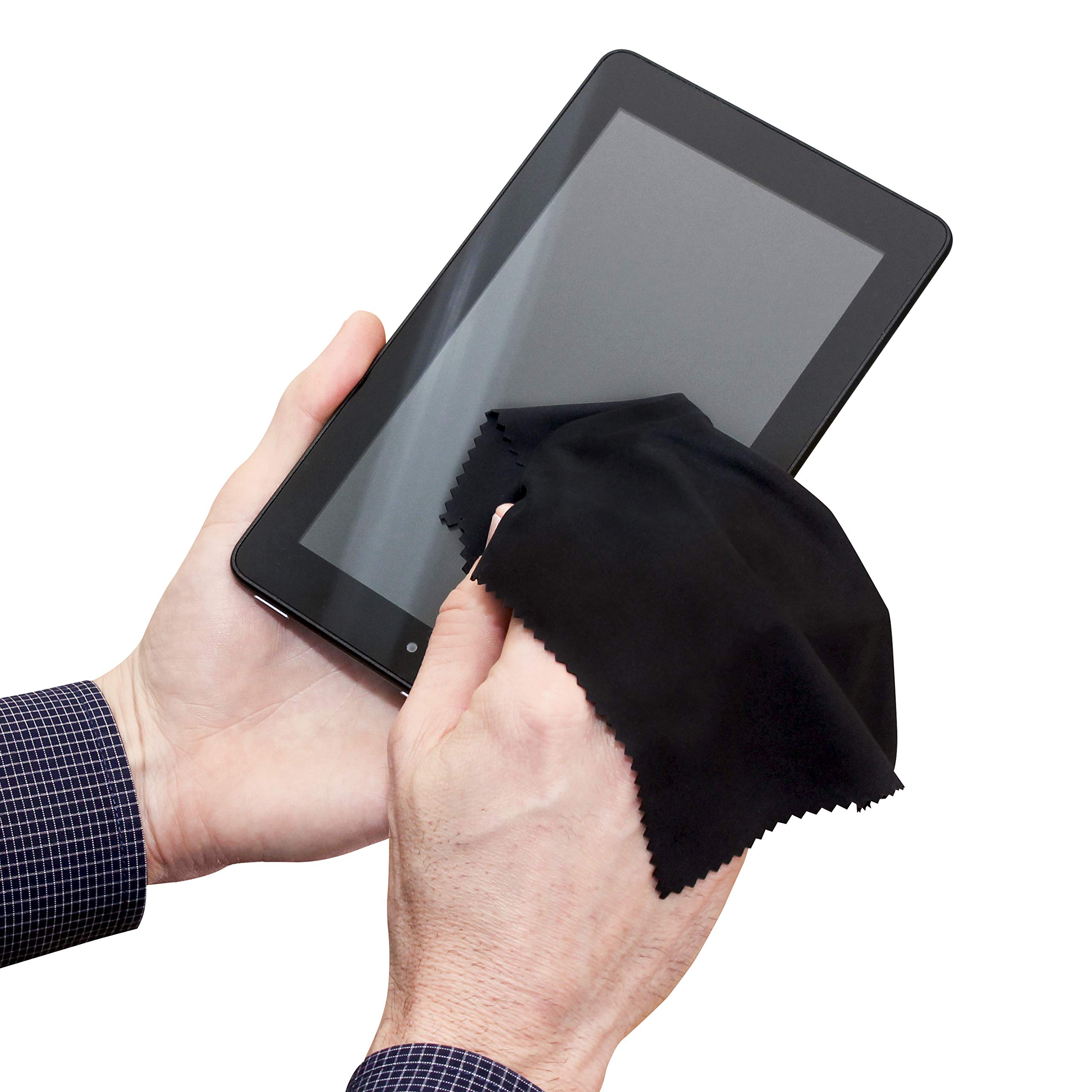 S&T INC.Black Microfiber Cleaning Cloth, 6 Inch x 7 Inch