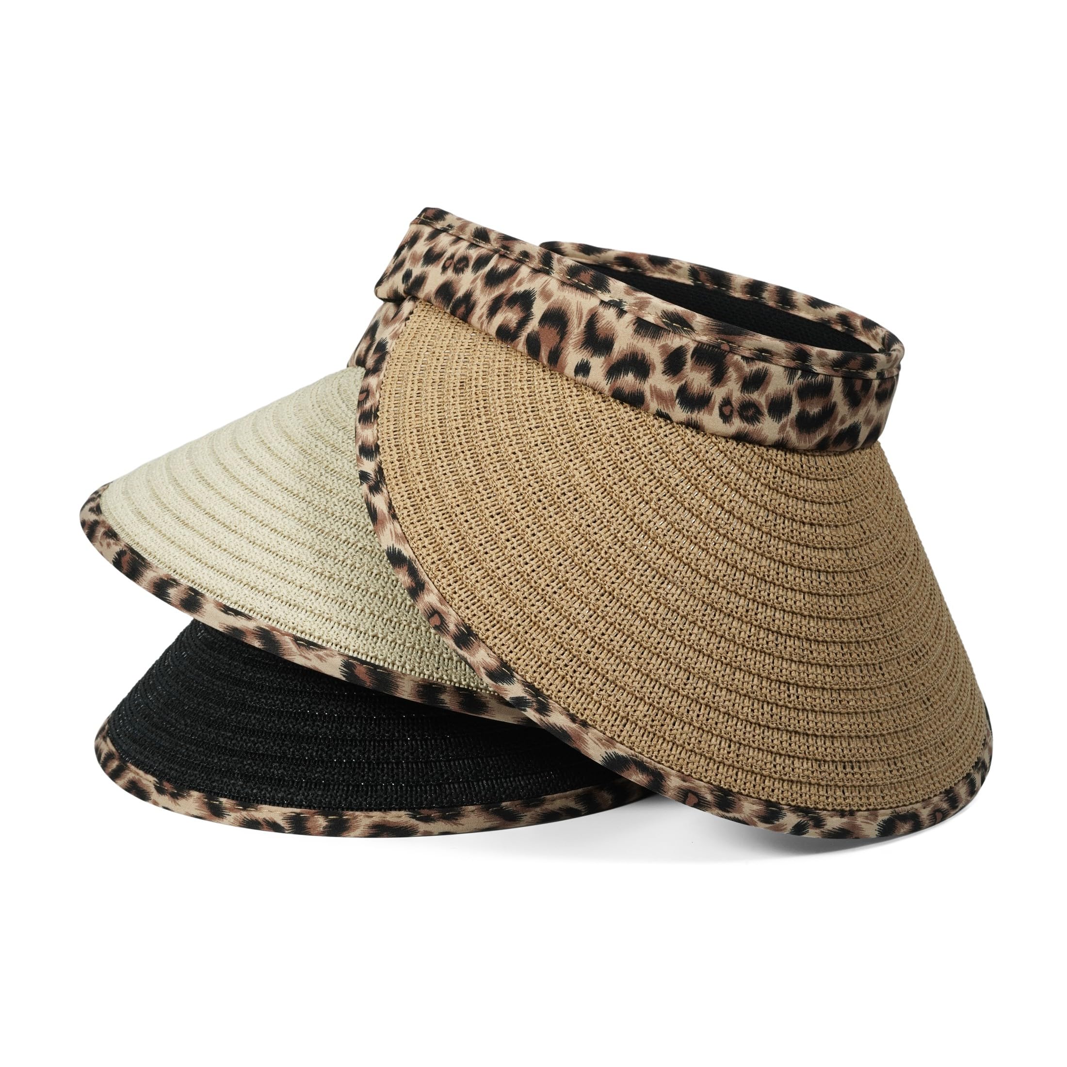 CLAPE Casquette Visière Femme Visières de Soleil Protection Solaire Straw Visor Hat Visière de Golf Tennis Respirant Summer Beach Sun Hat