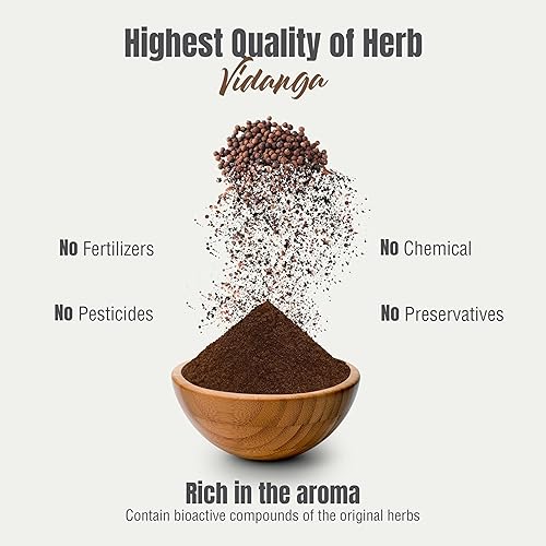 Miniatura 6 de HerbsForever Vidanga Powder - Embelia Ribes - Hierba para el cuidado de la digestión - Sin OMG, orgánico, vegano - 454 GMS