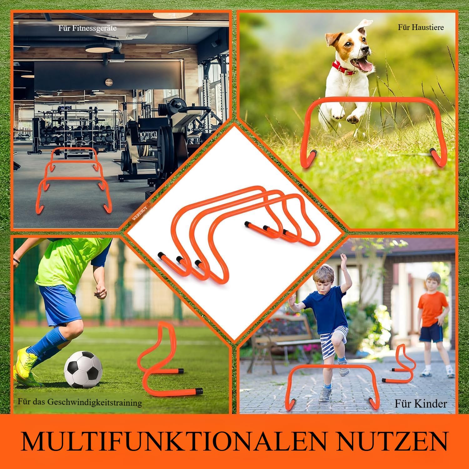 YUENFONG Fußball Trainingsset – Mit Koordinationsleiter, Hürden, Hütchen & Widerstandsfallschirm