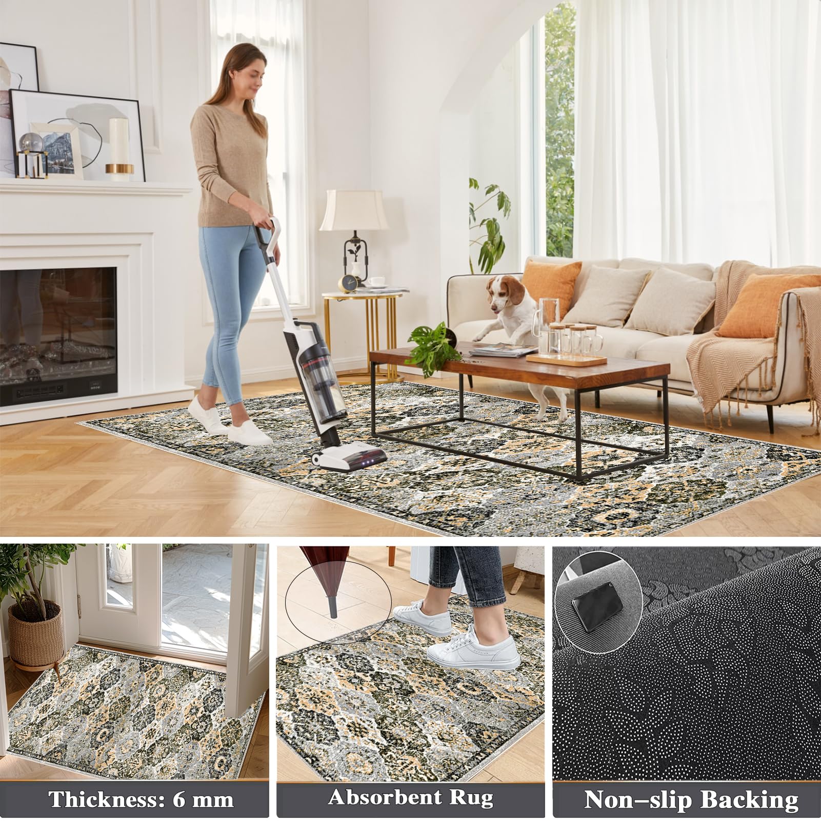 Antypoślizgowy zmywalny dywanik kuchenny, zmywalny dywanik do kuchni, 120 x 250 cm dywanik wejściowy korytarz korytarz korytarz wąskie dywaniki do kuchni łazienki salonu sypialni