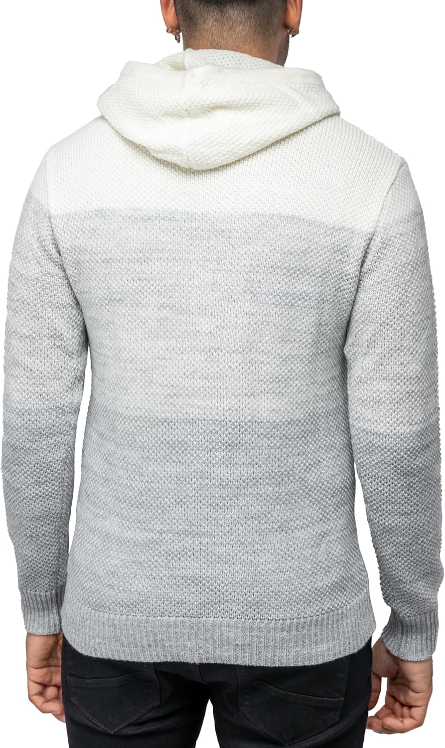 X RAY Men's Slim Fit Knitted Hoodie Sweater, Casual Color Block Hooded Pullover Top Oatmeal - Colorblock X-Large