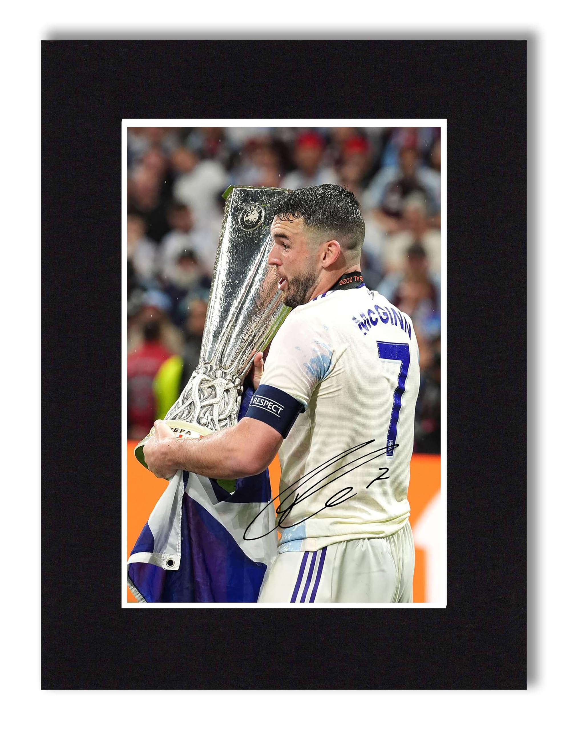 RJR PRINTS John McGinn - Aston Villa 2026 Europa League Winner Signed 8x6 Inch Mounted Photo Print With Pre Printed Signature That Would Make A Great Gift For Any Fan And Is Ready To Be Framed