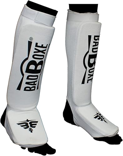 Miniatura 4 de Twister Muay Thai Boxing Kickboxing Karate Taekwondo MMA  Espinilleras de tela de algodón elástico y empeine. Espinilleras en pasos