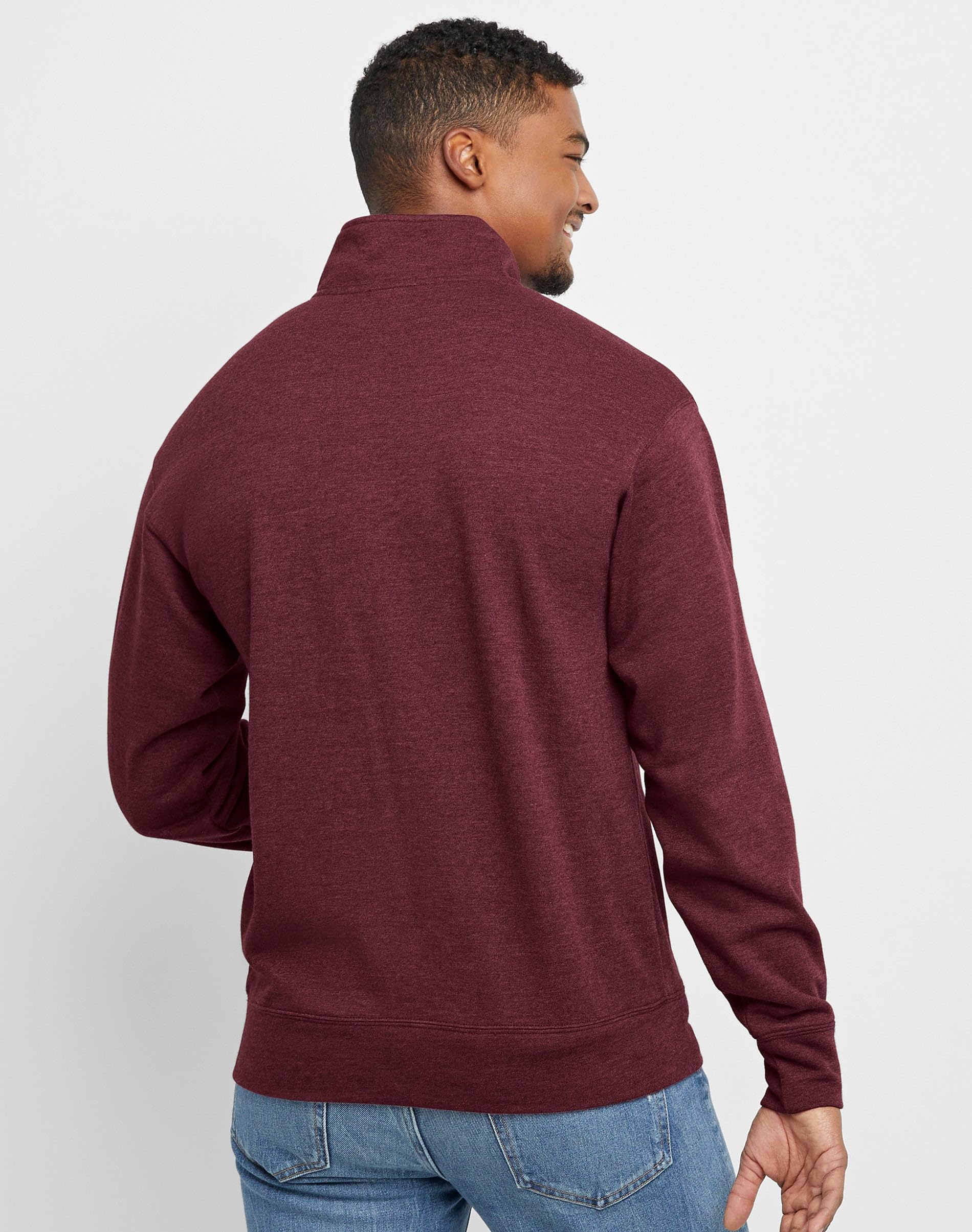 Hanes Męska bluza z kapturem Originals French Terry, bluza z zamkiem błyskawicznym do jednej połowy, lekka bluza z kapturem, czarna 50r Pe Heather, L, Czarny 50r Pe Heather, L