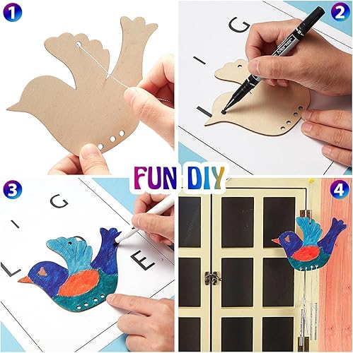 Miniatura 3 de Taiyin Carillón de viento de madera para pájaros, campanillas de viento de madera, campanillas de viento decorativas de madera para niños y niñas,