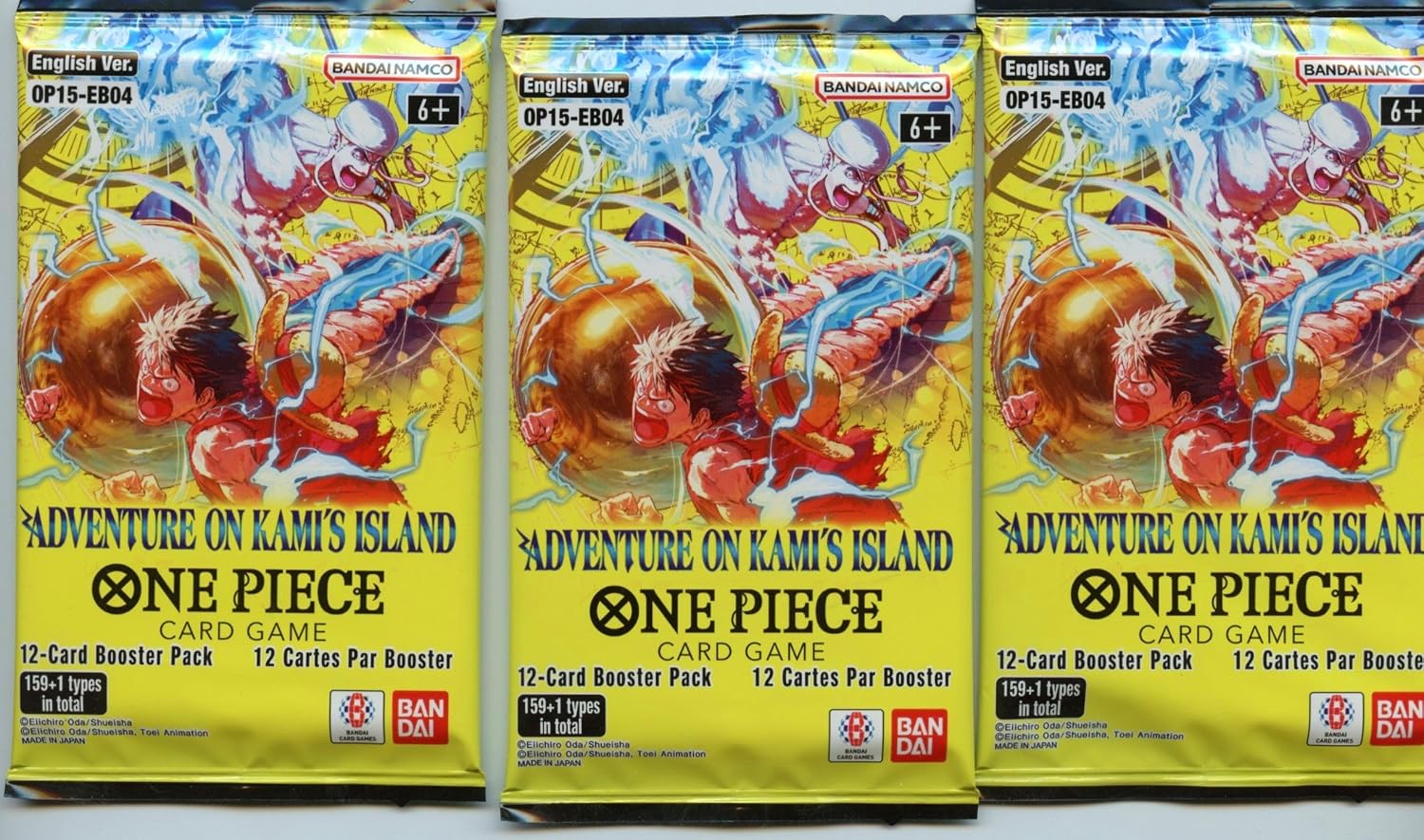 Adventure on Kami's Island Set of 3 Booster Packs One Piece Card Game OP-15-EB04