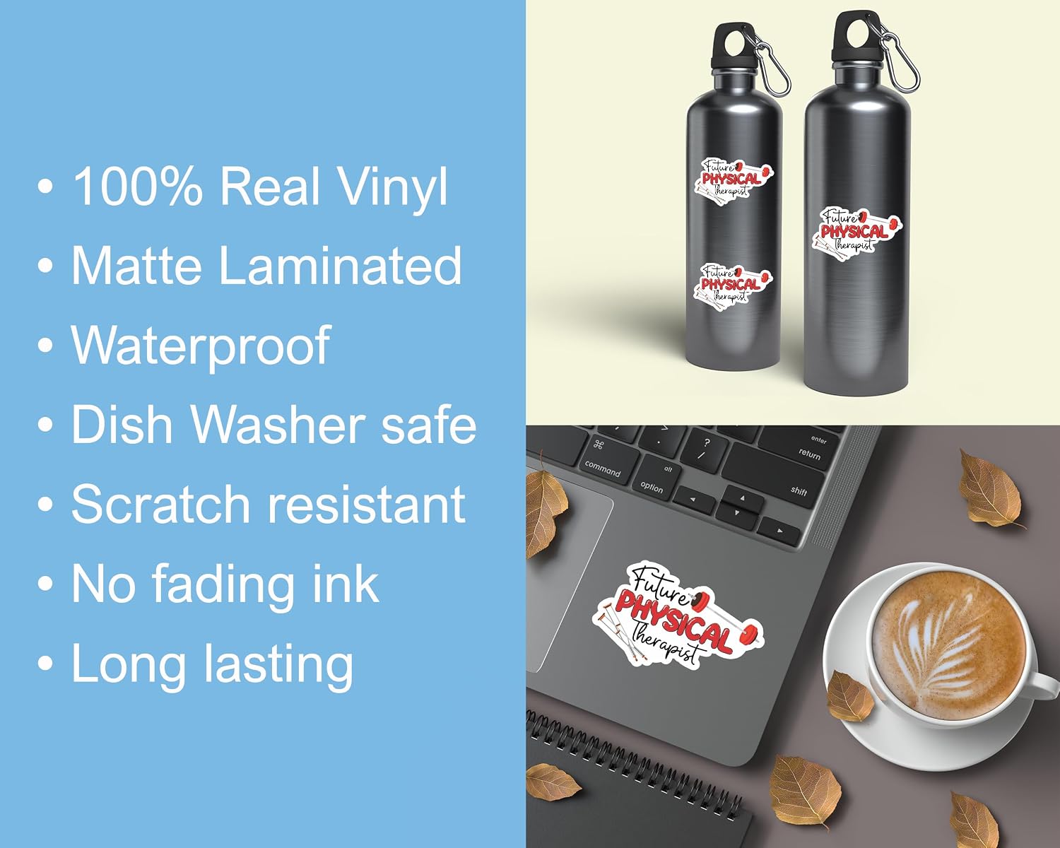 3Pcs Future Physical Therapist Sticker - Physical Therapy Student - Cute - Sticker for Water Bottle - Mug - Laptop - Notebook - Luggage image 3