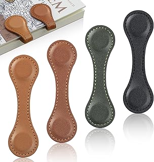 4 PCS Magnetic Leather Bookmarks for Teacher Appreciation Gifts, Timeless Magnetic Book Marks for Reading Women, Men, Book Lovers with Elegant Gift Box(Light Brown, Dark Brown, Vintage Green, Black)
