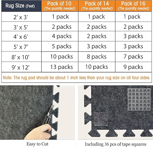 Miniatura 6 de BXI Almohadilla de alfombra entrelazada insonorizada, 10 unidades, 11 x 11 x 0.4 pulgadas, antideslizante, reducción de ruido de alta densidad