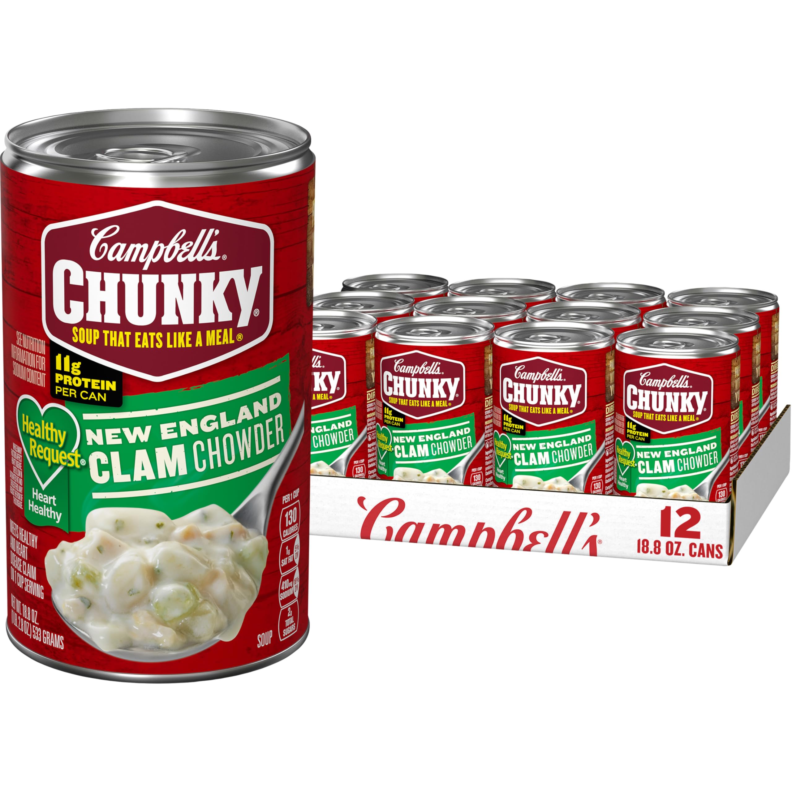 Campbell's Chunky Soup, Healthy Request New England Clam Chowder, 18.8 Ounce Can (Case Of 12)