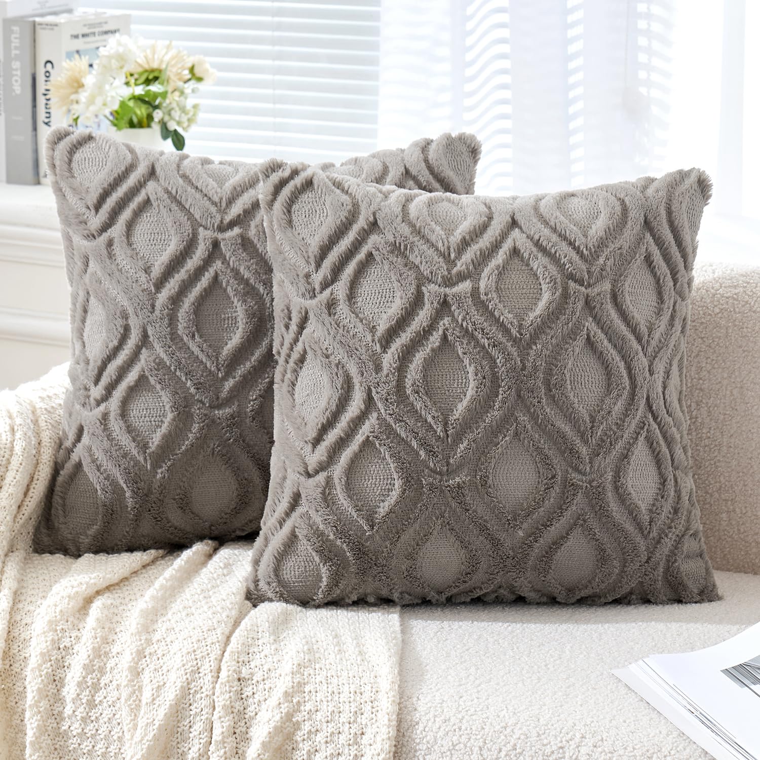 Amazon.com: MIULEE Dark Grey Throw Pillow Covers 18x18 Inch, Soft ...