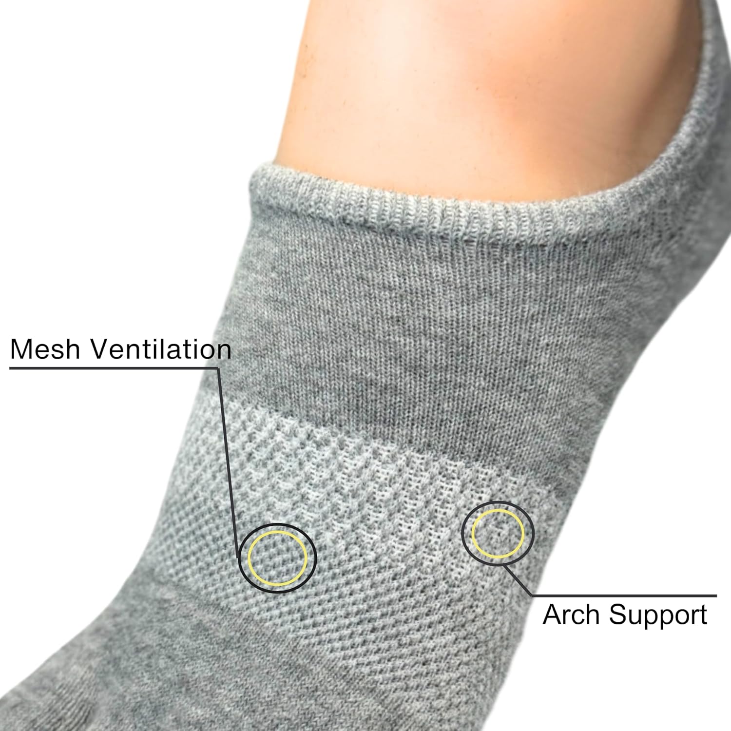 Soxsense No Show Toe Socks Premium Cotton for Women, Align Toes Five Finger Liner Low Cut Thin Socks for Bunion, (4 Pairs) - Image 4