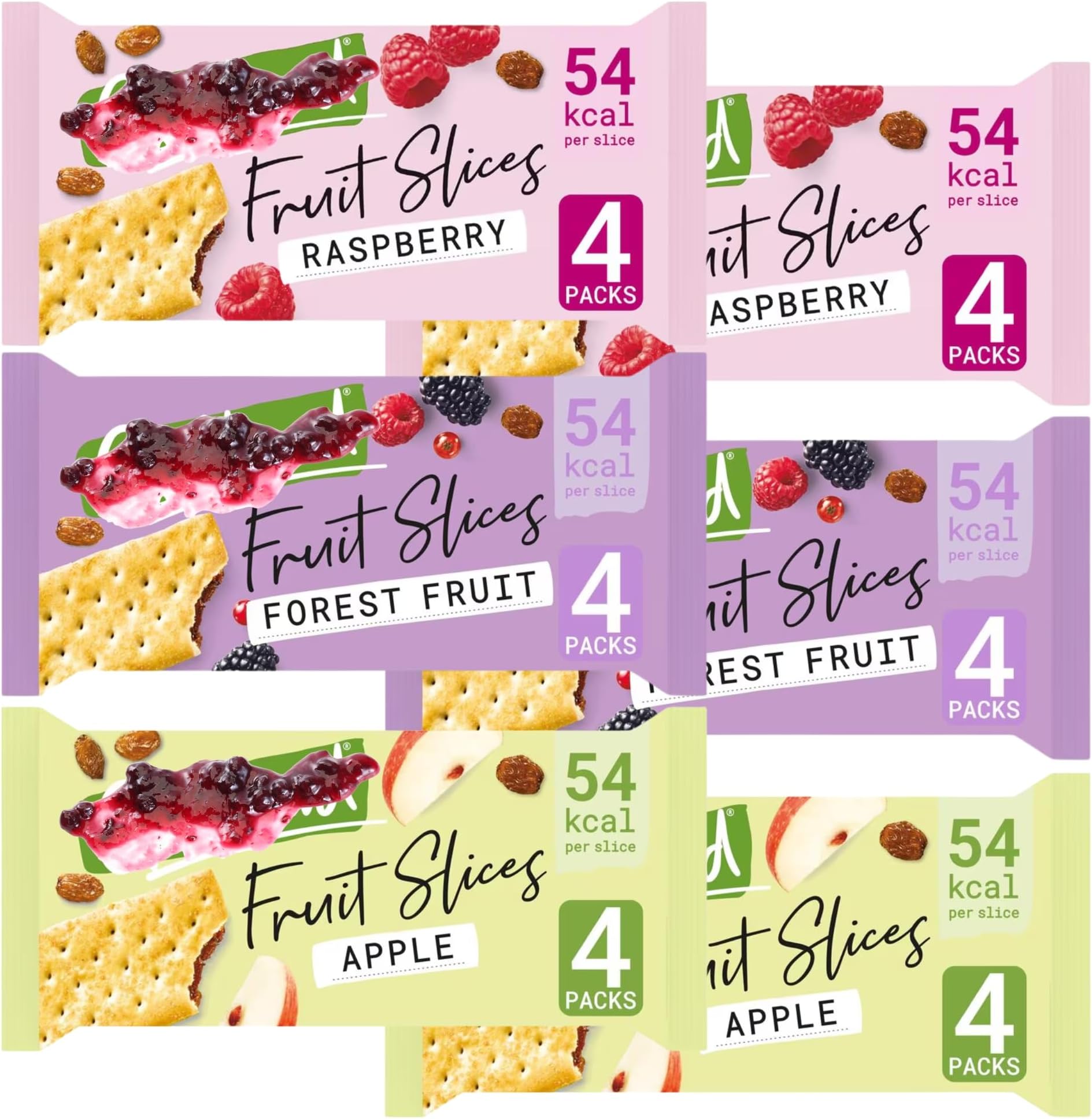 Go Ahead Bars Set with 2 x Go Ahead Apple Crispy Fruit Slices, 2 x Go Ahead Fruit Slices Raspberry and 2 x Go Ahead Fruit Crispy Slices | 24 Go Ahead Bars