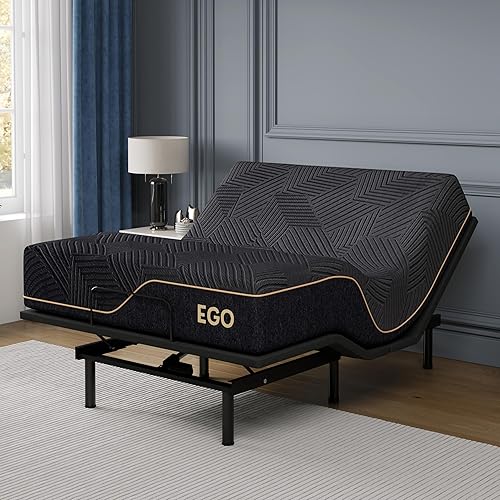 EGOHOME Adjustable Bed Frame Queen and 14 Inch Cooling Memory Foam Mattress, Wireless Remote Head and Foot Incline, 12 inch Legs, Zero Gravity Queen Size 60" x 80" - Queen - 14" Cooling Mattress+Adjustable Bed Base