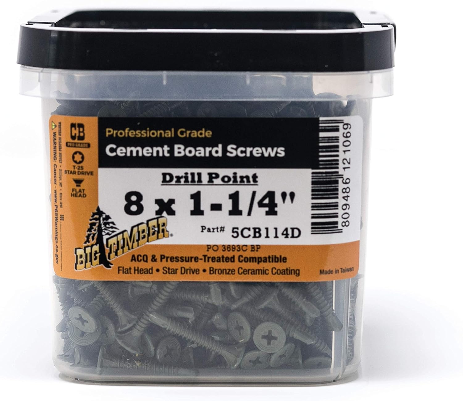 Big Timber 5CB114D #1-1/4-inch T-25-drive bit Cement Board Star Drive Screws,(805 per Box)