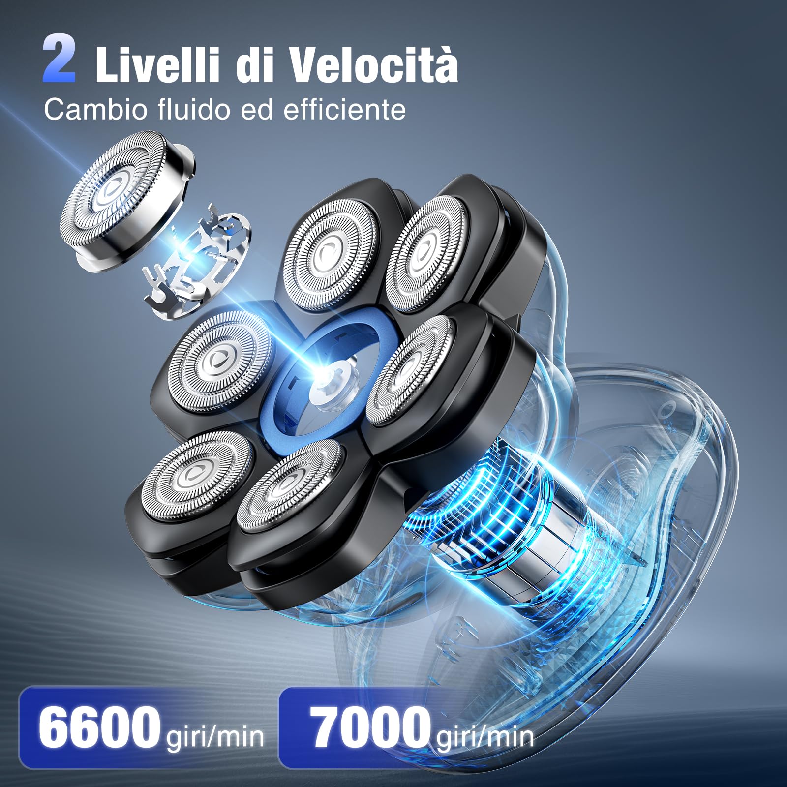 kensen Rasoio Testa Calva Uomo Zero Assoluto 2 Velocità 7D Rasoio Capelli Uomo 0 mm Impermeabile Cordless 100 Minuti di Autonomia Rasoio Elettrico Testa Calva Uomo con Display LED & USB-C Nero