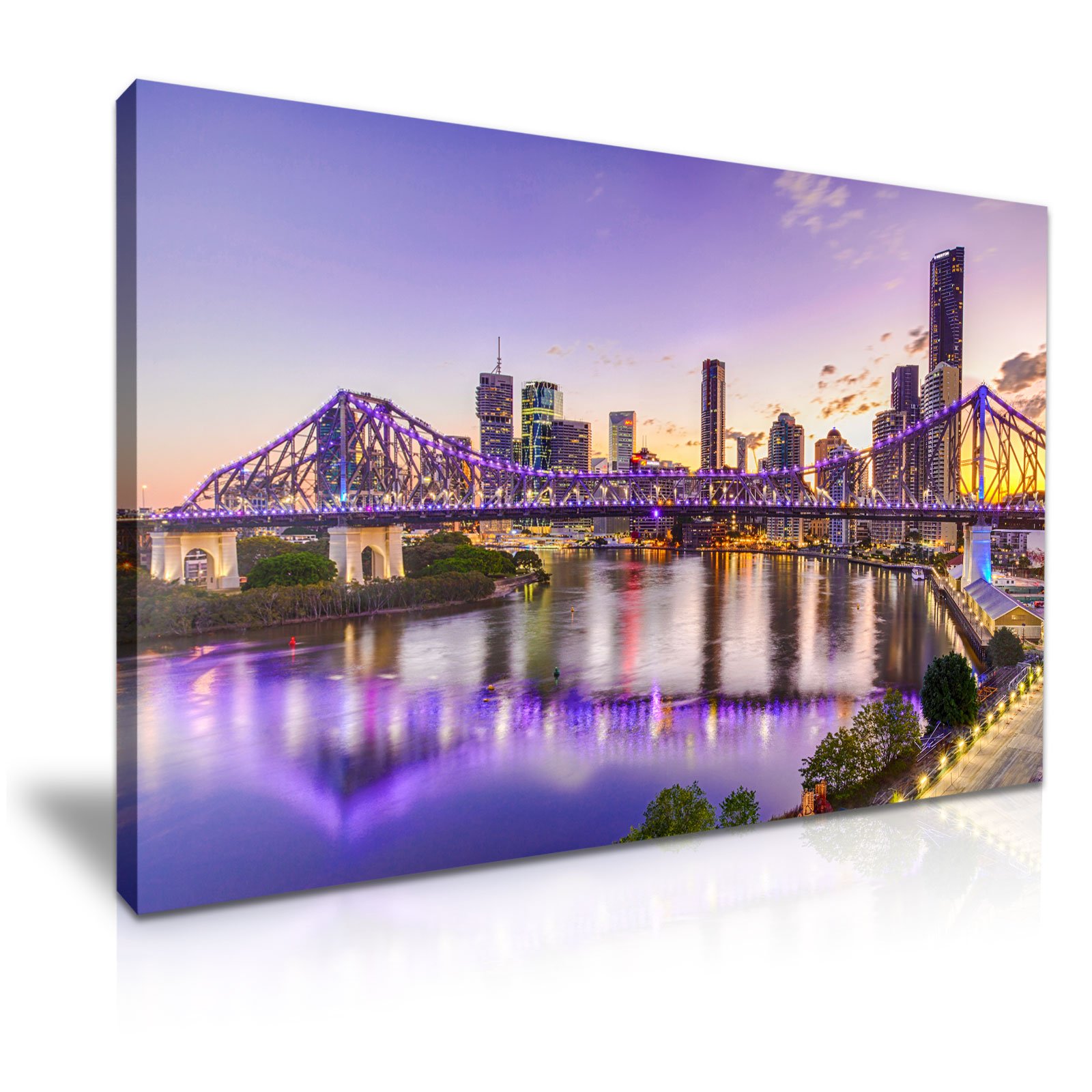 Australia Brisbane Skyline Story Bridge Canvas Wall Art Picture Print 76cmx50cm