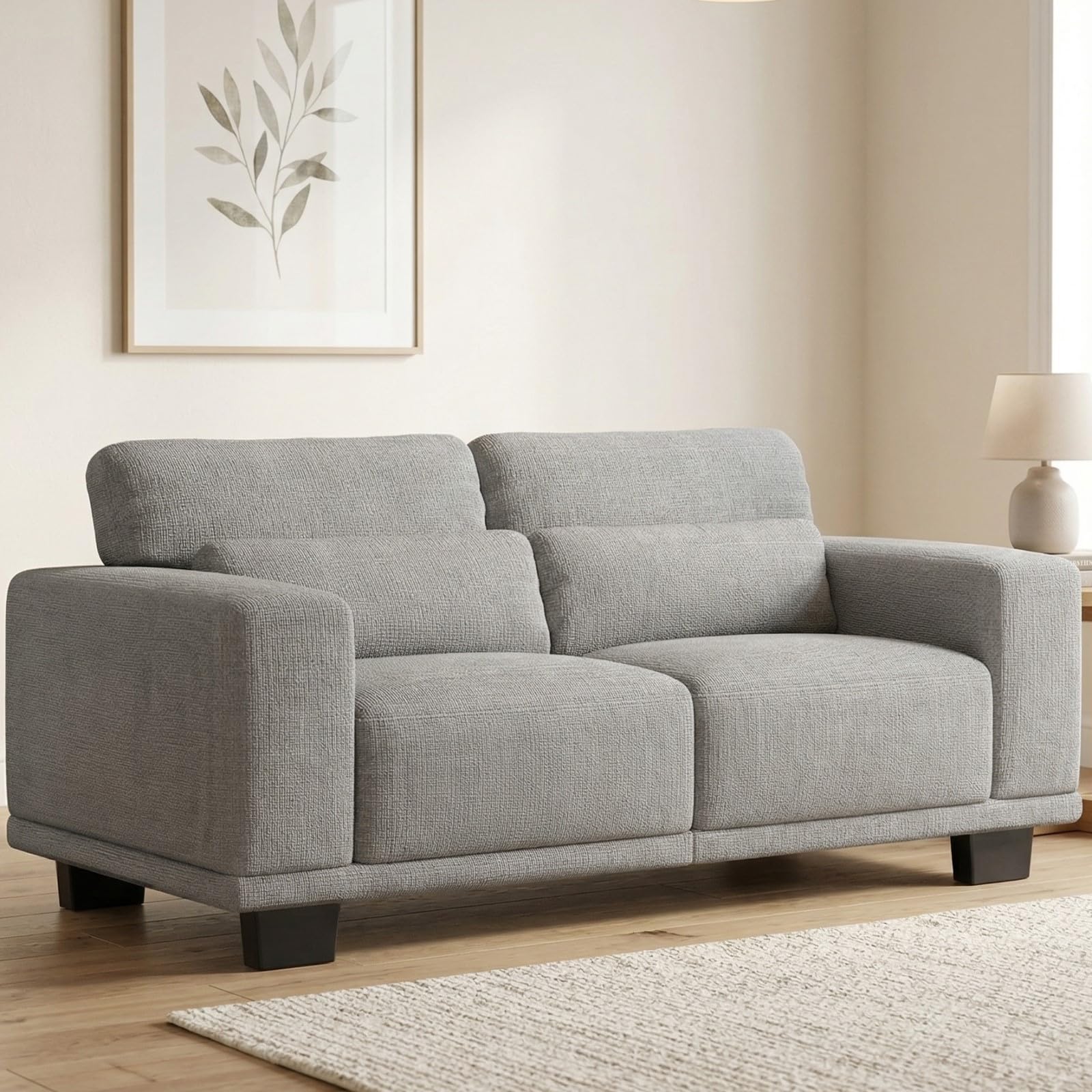 Photo 1 of ***PARTIAL SET - PRICE ADJUSTED***
Marsail 65" Couch, 2-Seater Modern Sofa with Deep Seats, Comfy Upholstered Linen Sofas for Living Room, Apartment, Light Grey