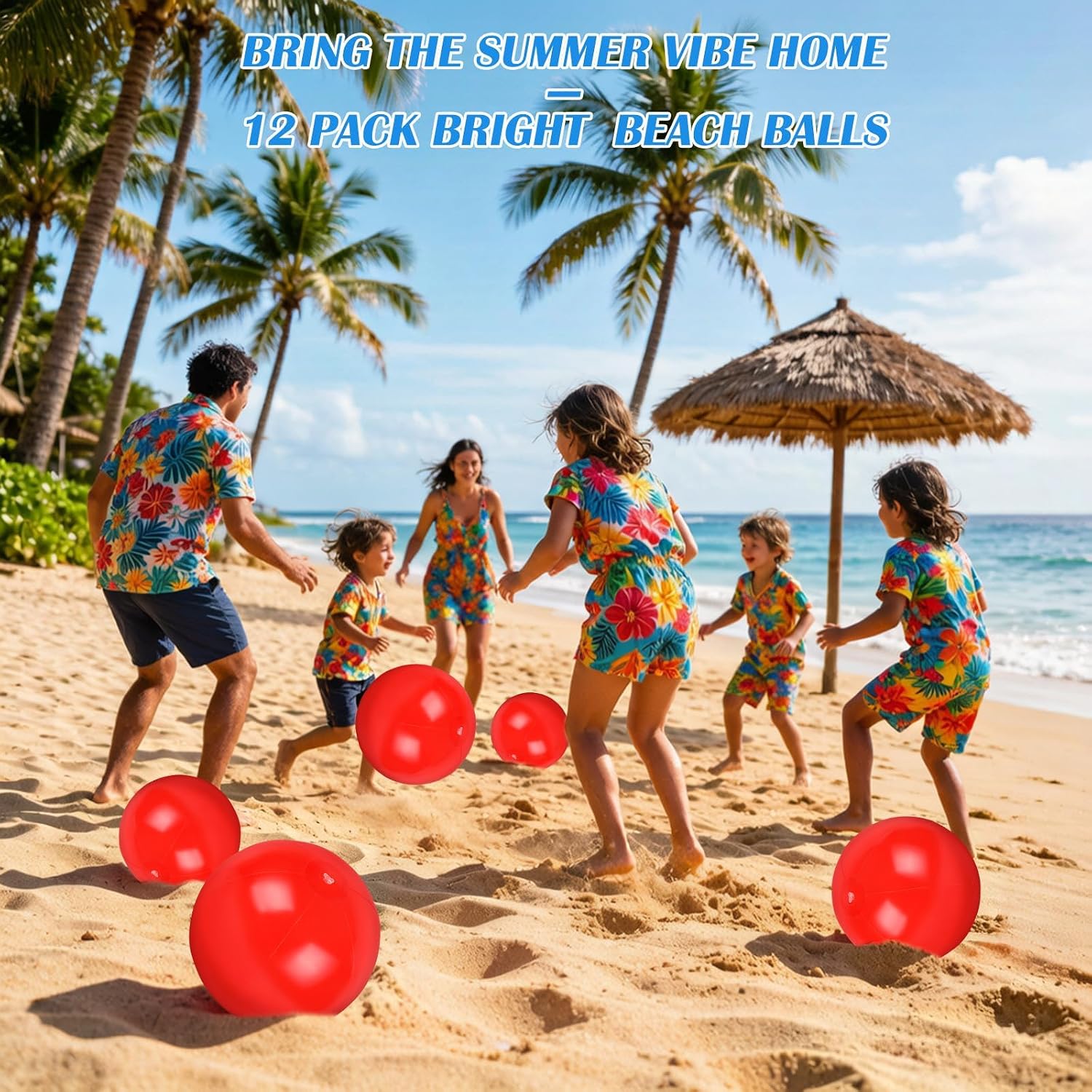 12 Pack 8 Inch Solid Red Inflatable Beach Balls, Bulk Pool Toys for Kids | Blow Up Pool Balls for Summer Outdoor Swimming, Beach Party Games, Birthday Decorations, Pool Party Fun, and Water Play
