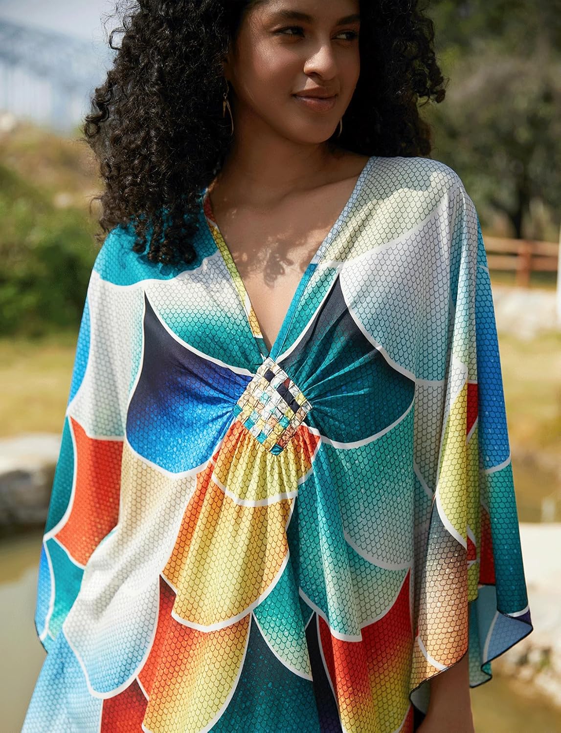 Kaftan Dress for Swimwear Women Plus Size Bathing Suit Cover Up Beach Robe - Image 6
