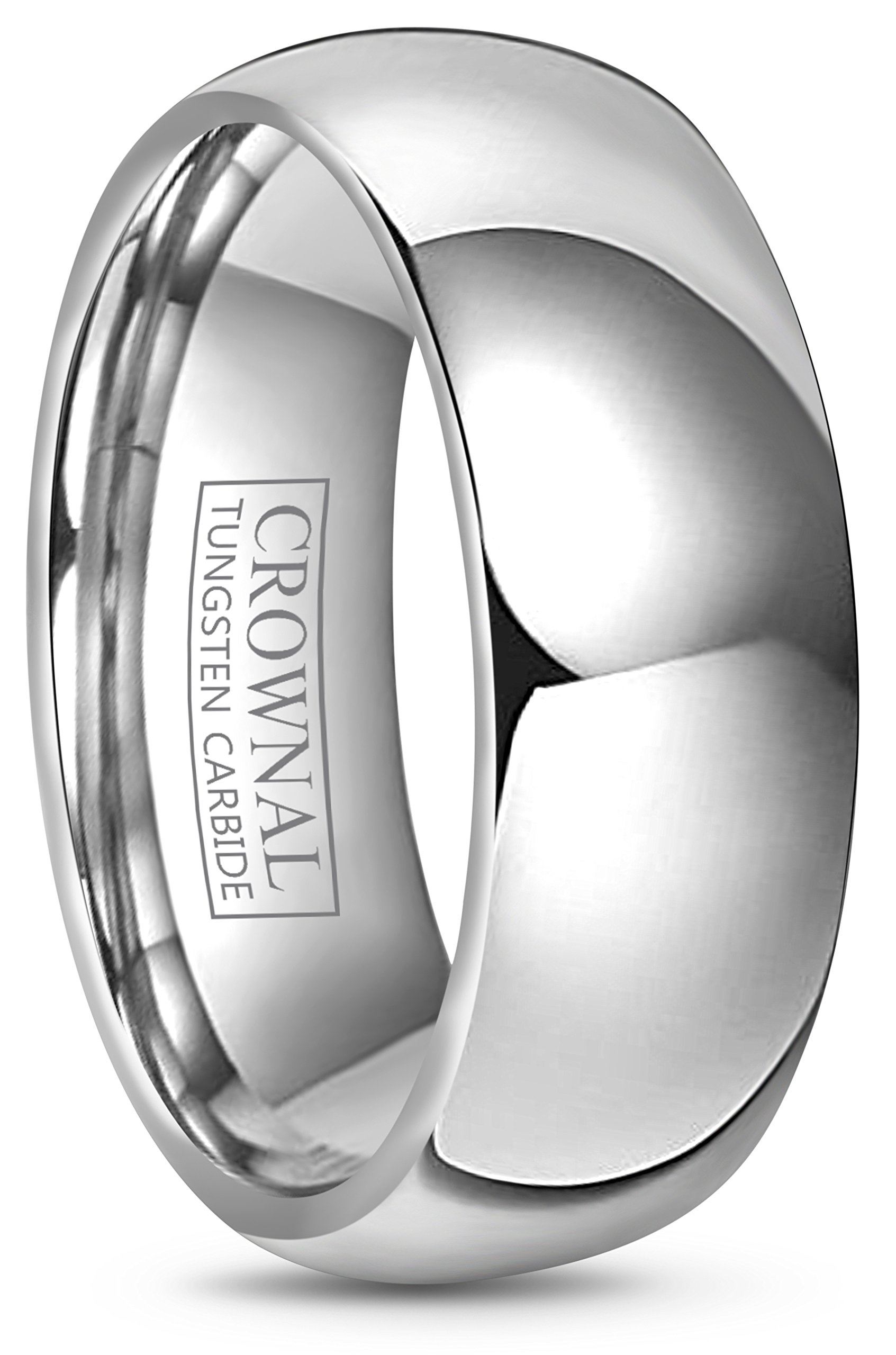 CROWNAL 2mm 4mm 6mm 8mm 10mm Tungsten Wedding Band Ring Men Women Plain Dome Polished Size Comfort Fit Size 3 To 17