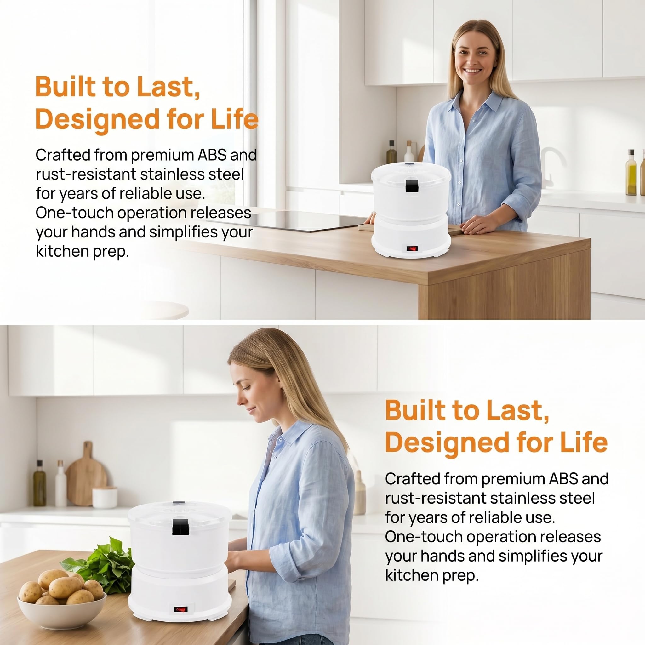 Pelapatate E Centrifuga Elettrica Automatica 2 in 1, Funzionamento con Un Solo Pulsante, Motore da 85 W, Pela Facilmente Patate, Mele E Altro Ancora, Gadget da Cucina Ideale