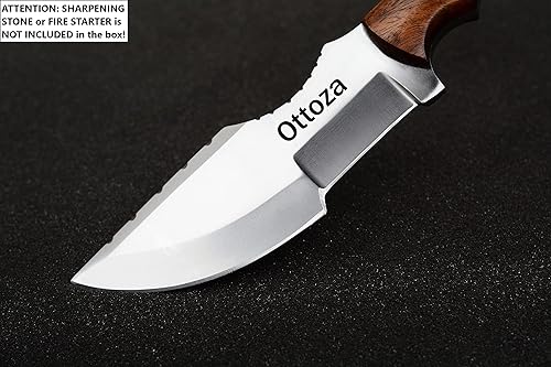 Miniatura 5 de Ottoza Cuchillo de acero D2 con funda y mango de madera, cuchillo de supervivencia para exteriores, cuchillo D2 - Cuchillo de caza de acero D2 de