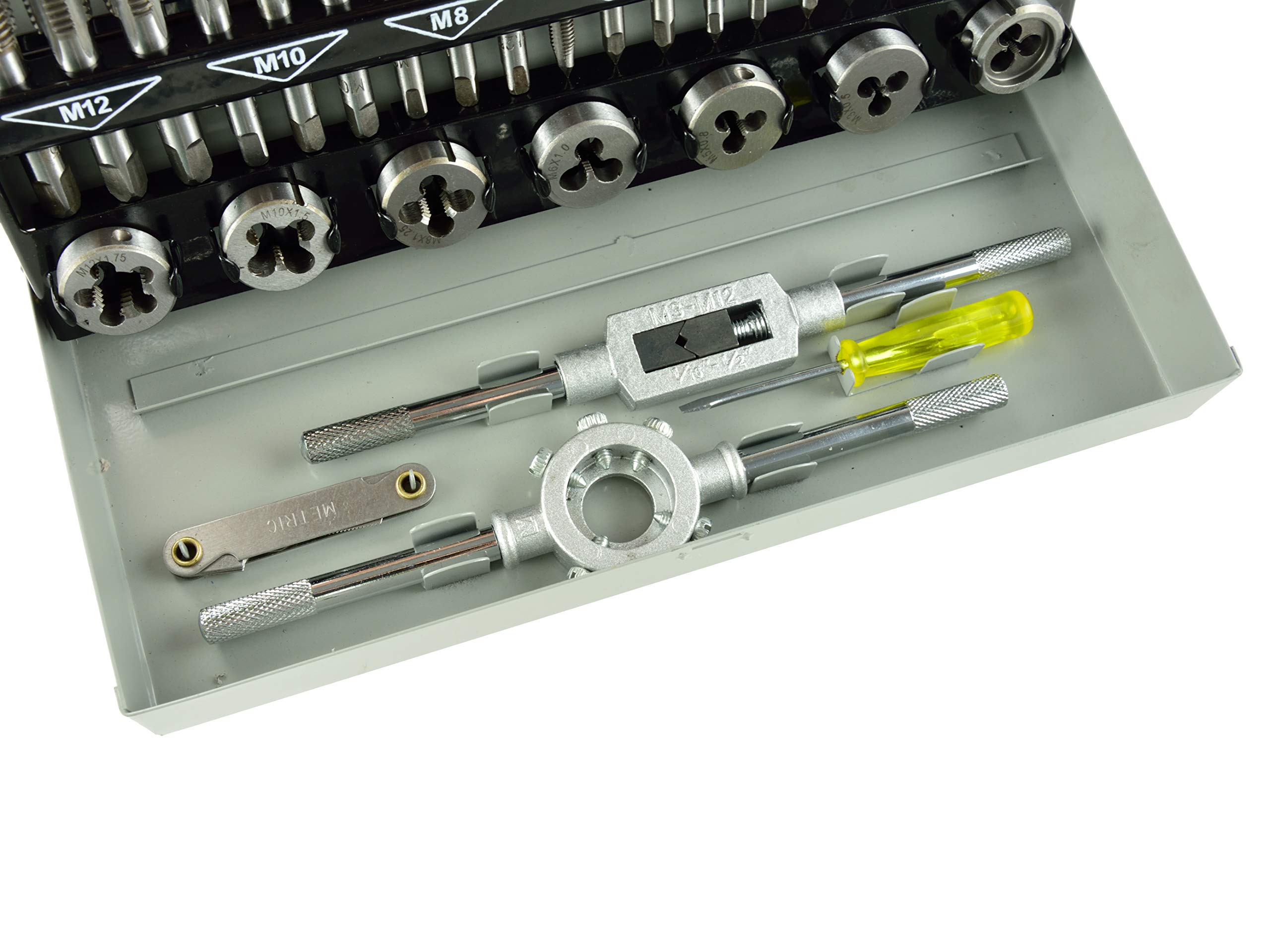 BSD Set Maschi e Filiere per Filettare - Metrica - Set Maschi, Set Filiere, Giramaschi, Girafiliere - M3-M12-32 Pezzi