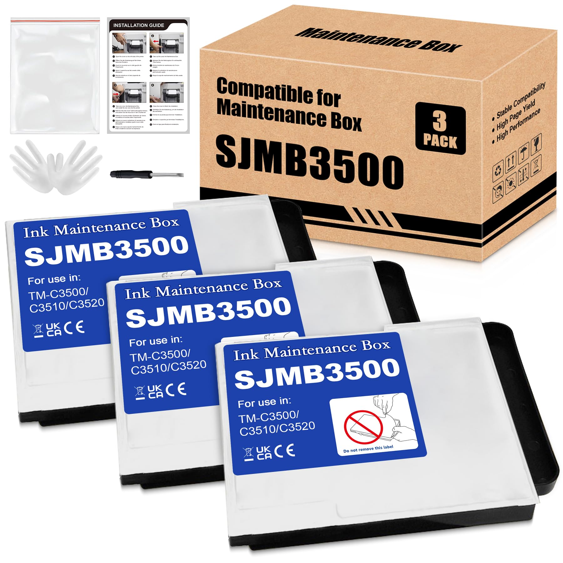 Kompatibel SJMB3500 C33S020580 Wartungsbox für EPN ColorWorks C3500 Series TM-C3500 C3510 C3500 C3520 (3 Pack)
