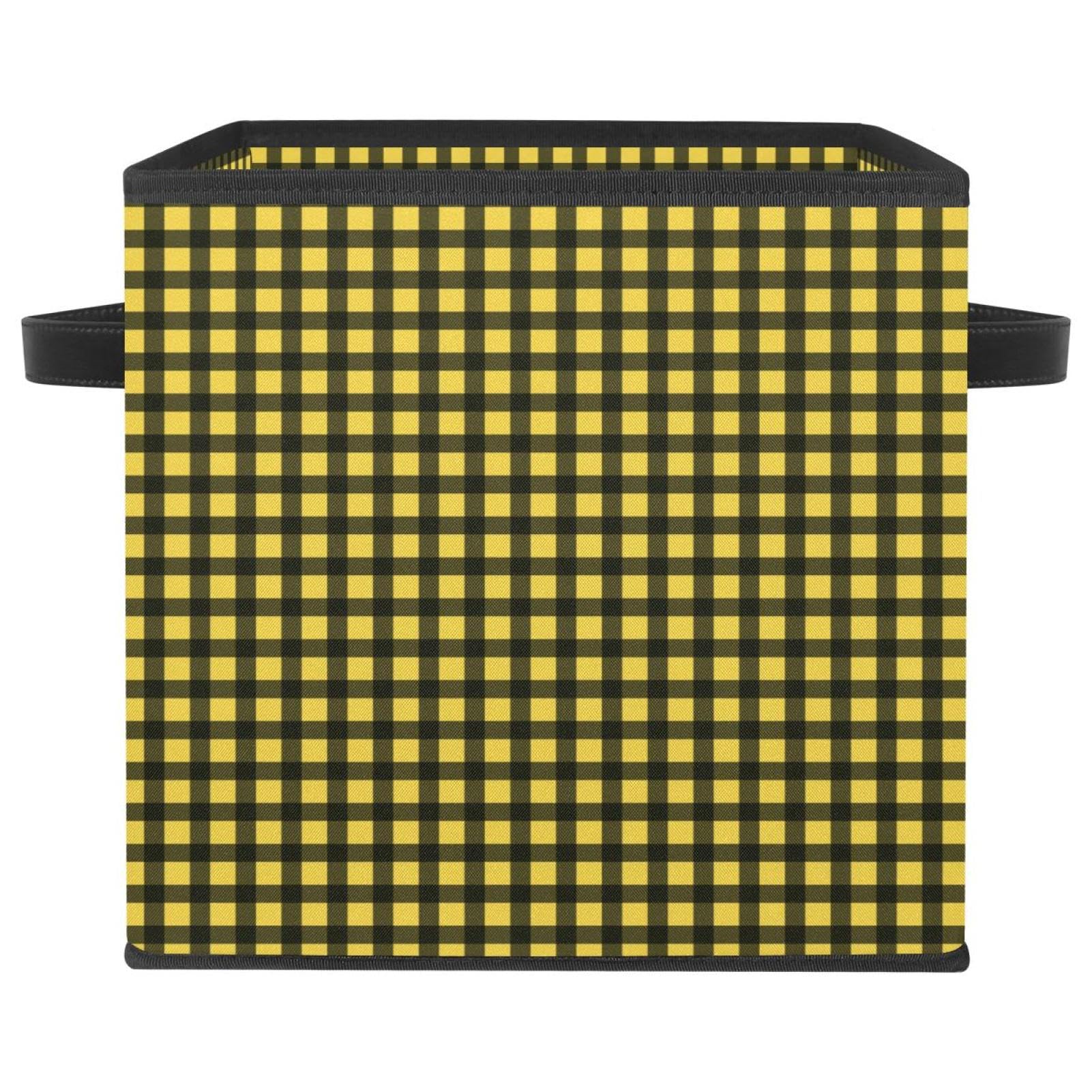 Boîte de rangement pliable cube en tissu à motif plaid