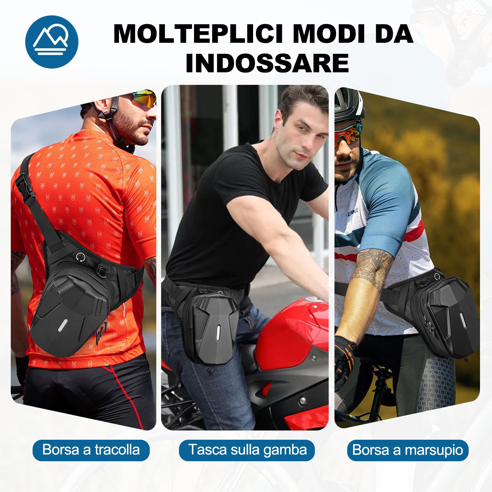 ISEYOU Marsupio da Gamba per Moto, Borsa Gamba Moto per Uomo & Donna in EVA con Multitasche Borsello Multifunzione per Escursionismo, Campeggio, Arrampicata, Ciclismo, Pesca, Corsa