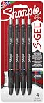 Sharpie S-Gel, Stylos à gel, point moyen (0.7 mm), Couleurs assorties, 4 Nombre