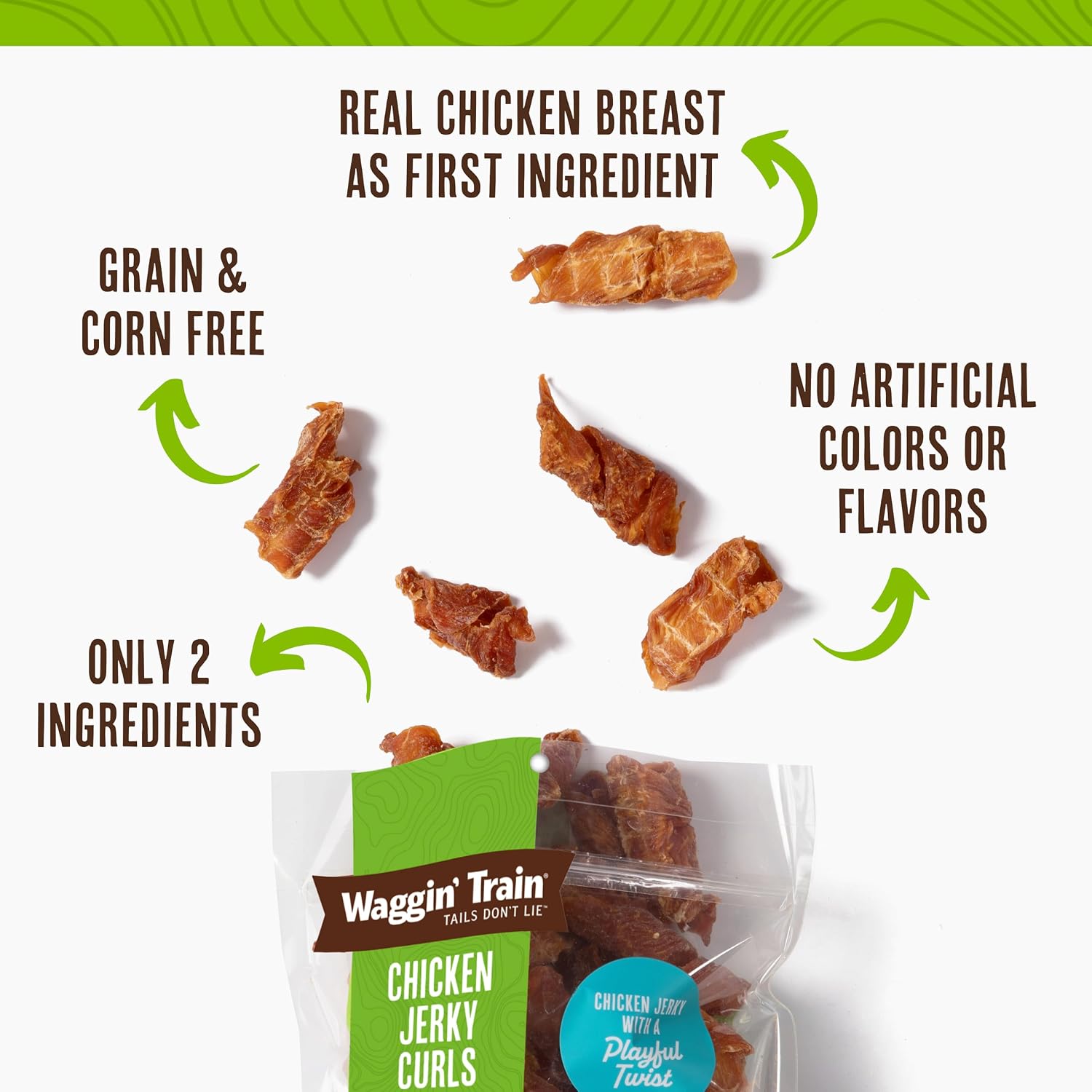 Waggin' Train Limited Ingredient, Grain Free Dog Jerky Treat, Chicken Jerky Curls - (6 Count) 3 oz. Pouch