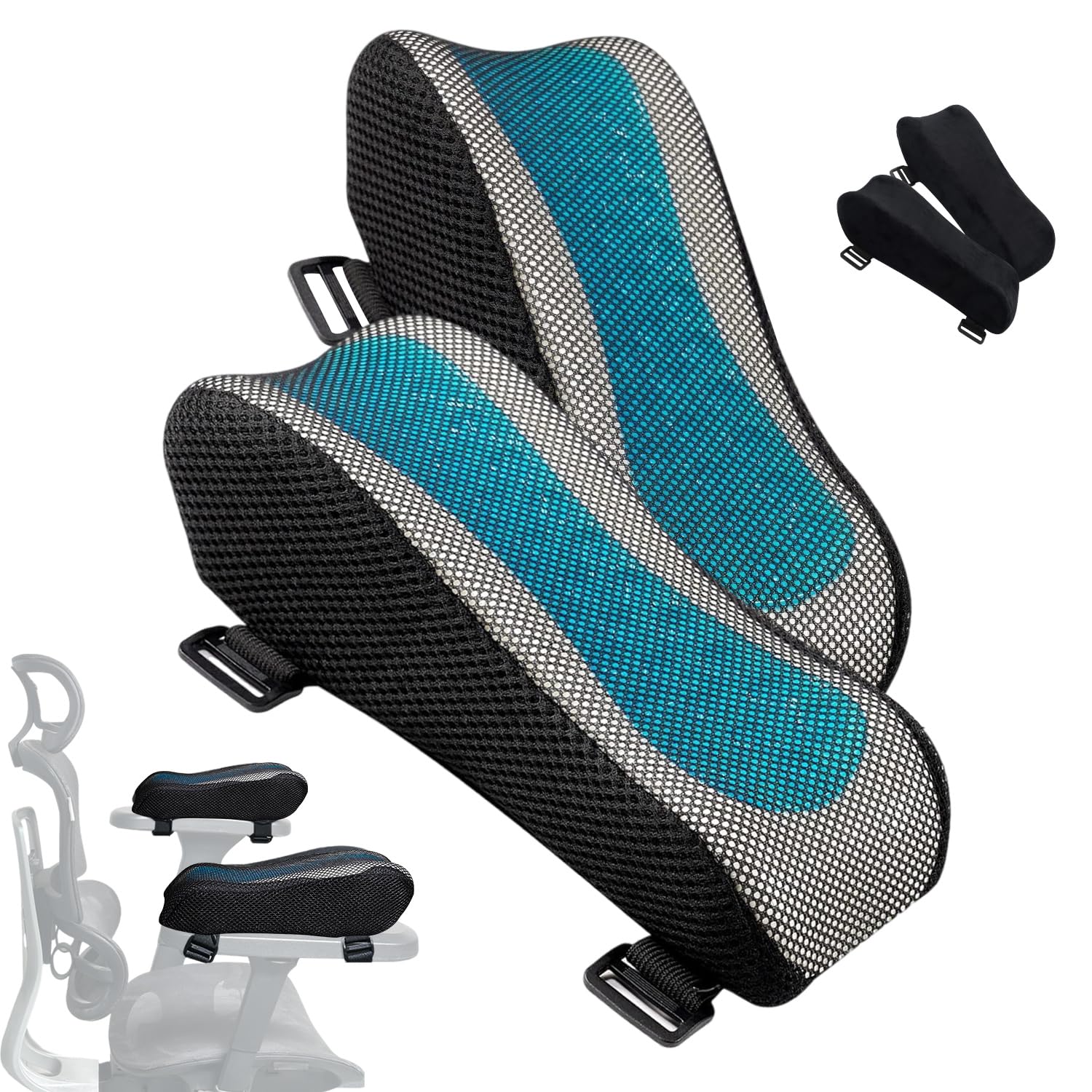 Juego de 2 almohadillas para reposabrazos de silla de oficina de alta calidad, esponja de espuma viscoelástica con fundas de malla