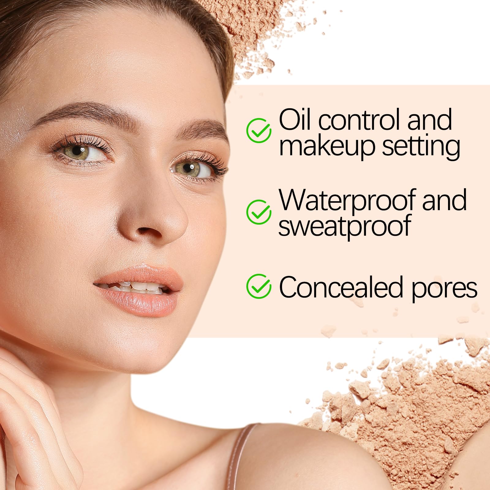 Boobeen Oil Control Face Pressed Setting Powder Compact, 24 Hour Long Lasting Translucent Setting Powder - Image 4