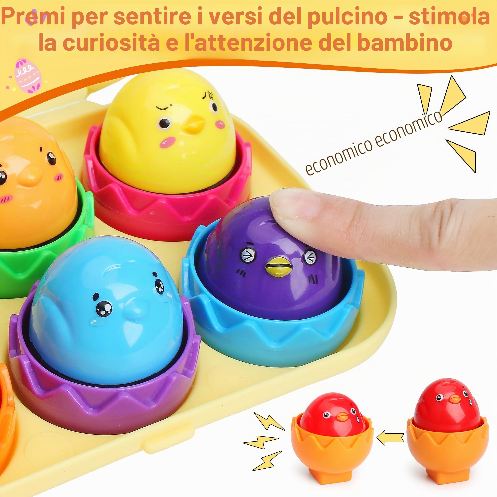 MOONTOY Uova Giocattolo per Bambini 1-3 Anni - Giochi Montessori Educativi per Imparare Colori e Forme - Gioco di Abbinamento - Regalo di Pasqua per Neonati