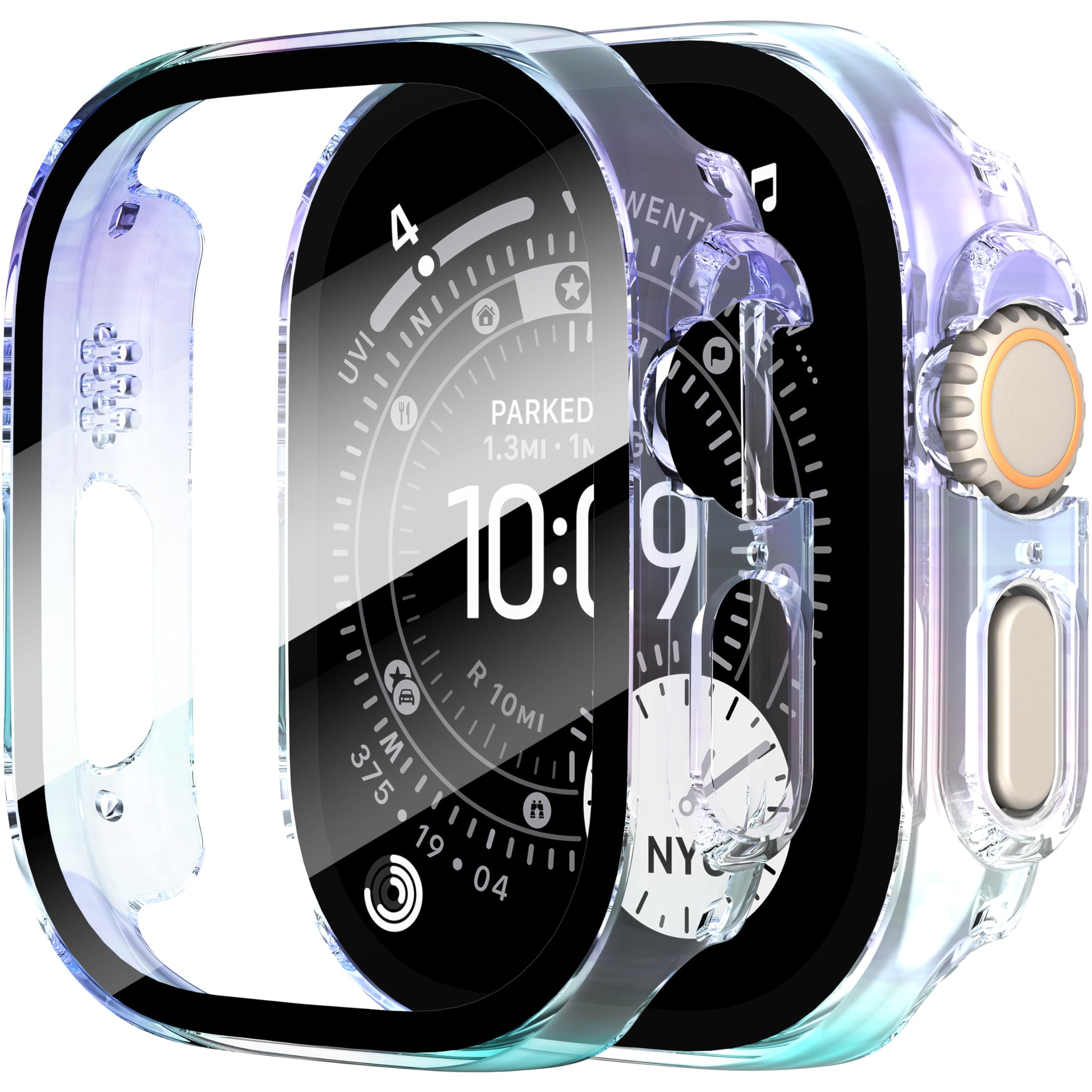 Diruite 2 Pezzi Cover Per Apple Watch Ultra 3/2/1 49Mm Vetro Temperato Pellicola Protettiva,Protezione Dello Schermo Pc Rigido,Custodia Protettiva Ultrasottile,Multicolour,49Mm-image