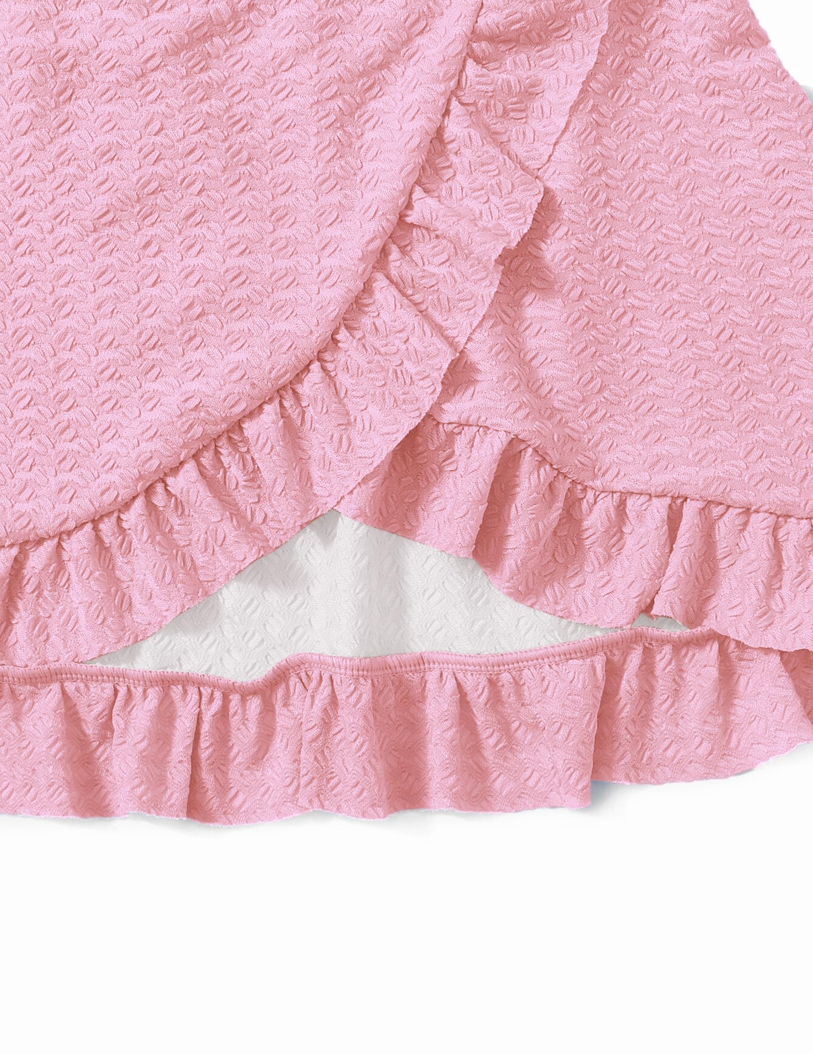 Arshiner Dziewczęcy 3-częściowy krawat z przodu Ruffle Trim zestaw bikini na lato moda kąpielowa top + spódnica + majtki, strój kąpielowy dla dzieci w wieku 5-14 lat
